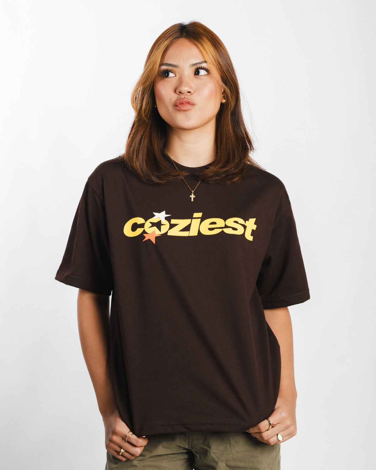 "Tri-Star" Tee in Choco Brown