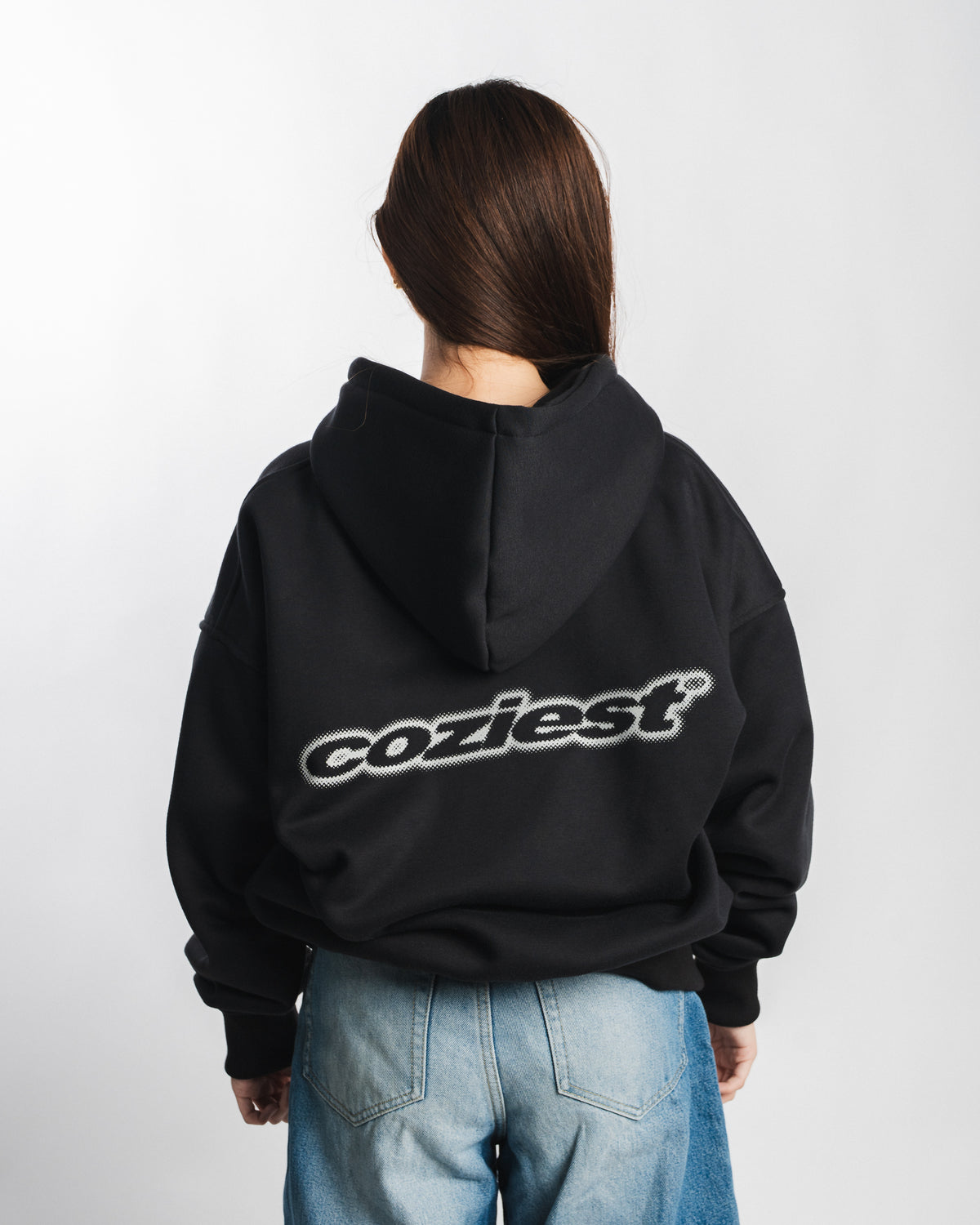 "Italic Outline" Hoodie in Black