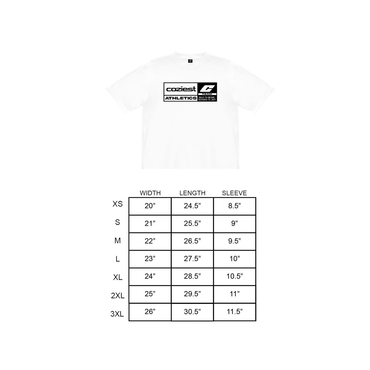 "Athletics" Tee in White