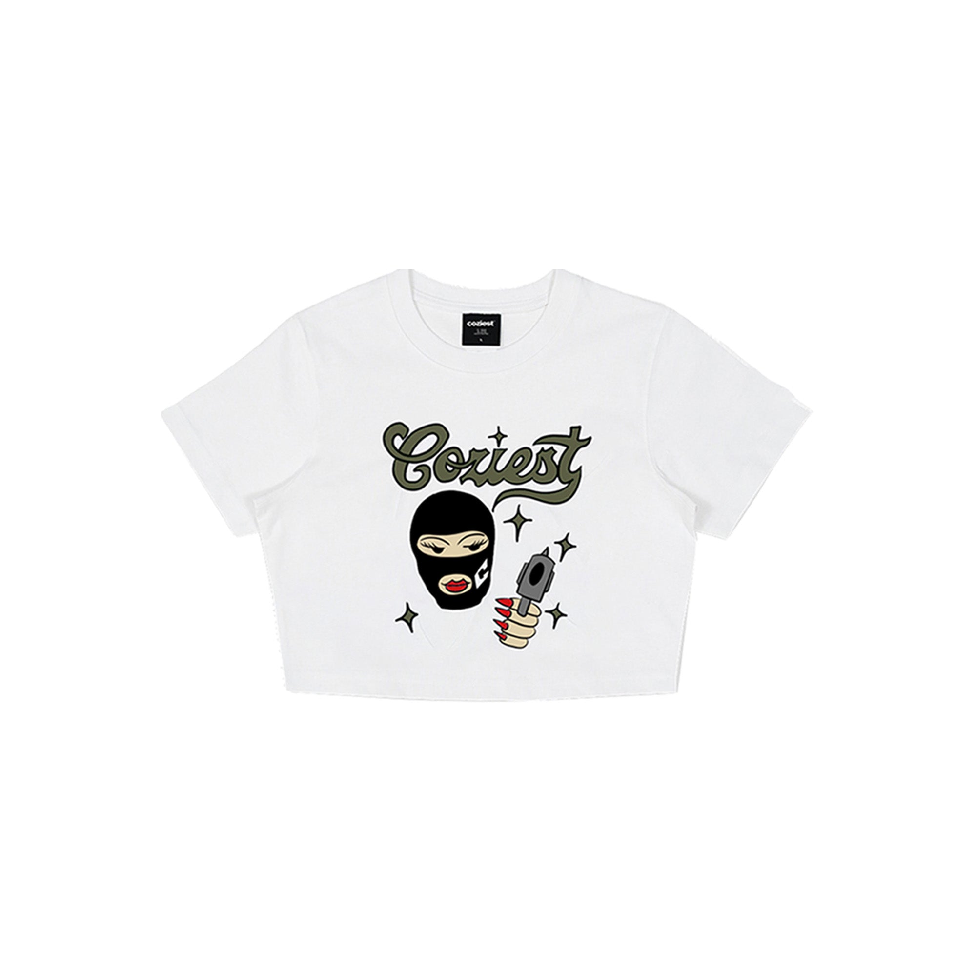 "Atcha" Baby Tee in White Colorway