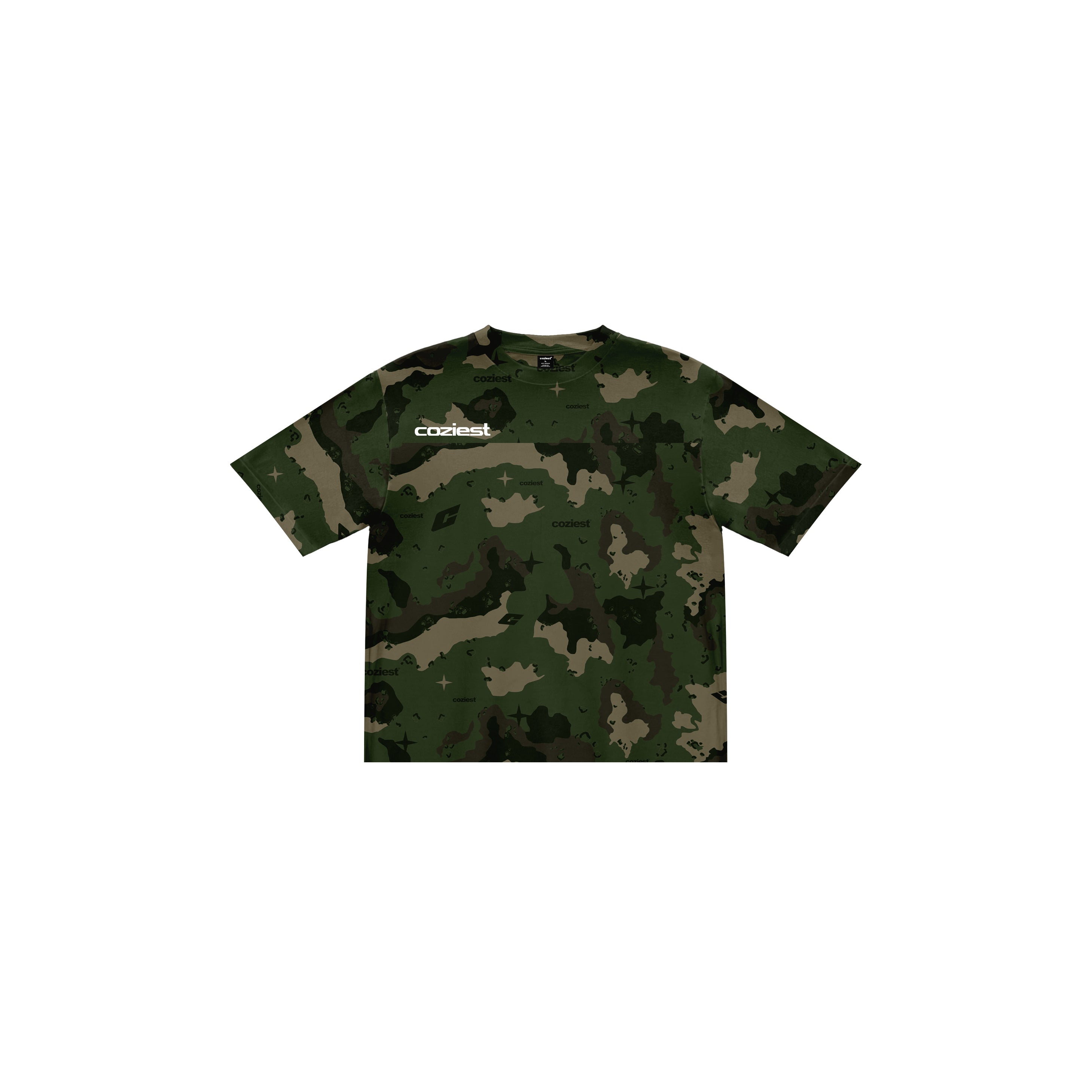 "Camou" Tee in Beige,Black and Green Colorway