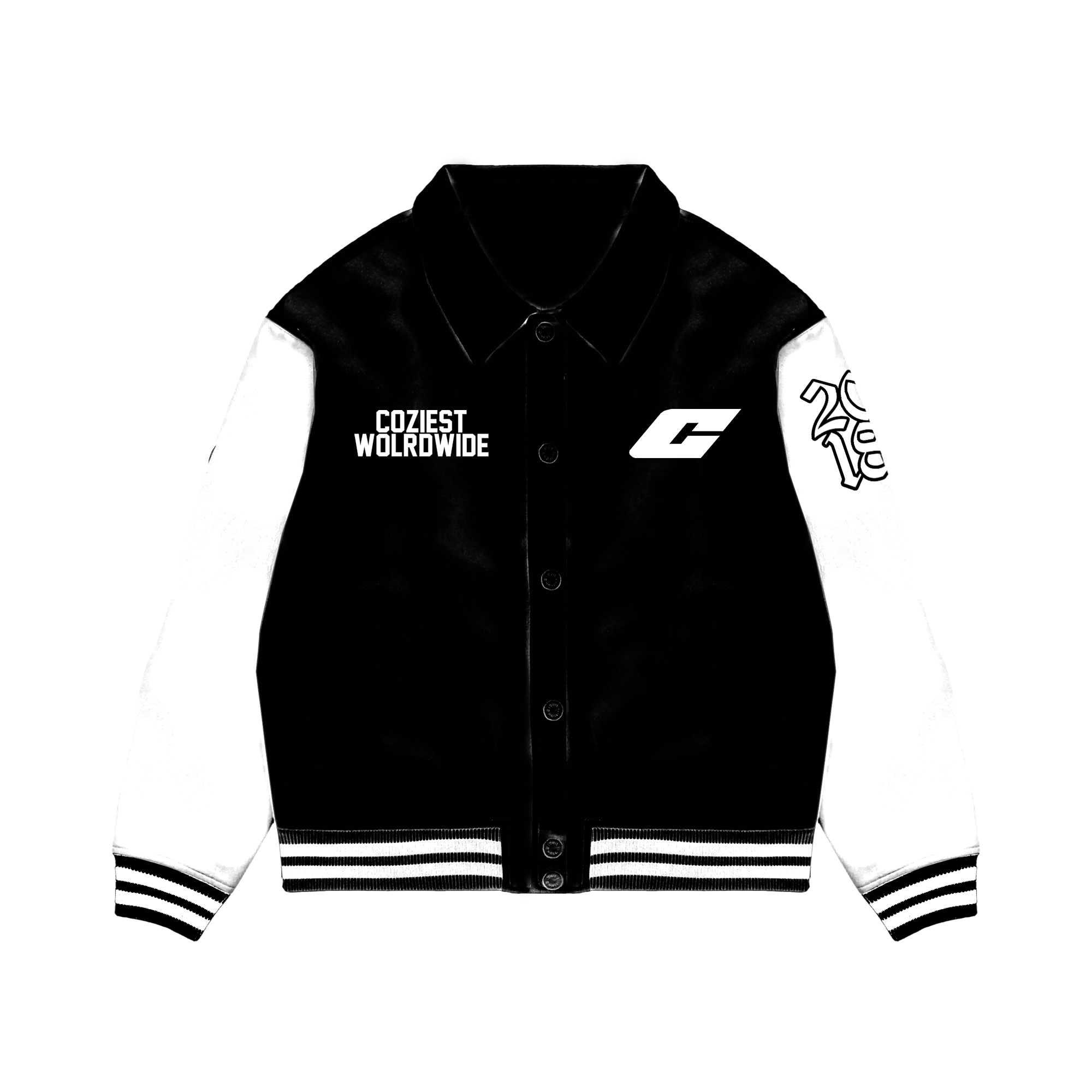 "Varsity" Varsity Jacket in Black and White Colorway
