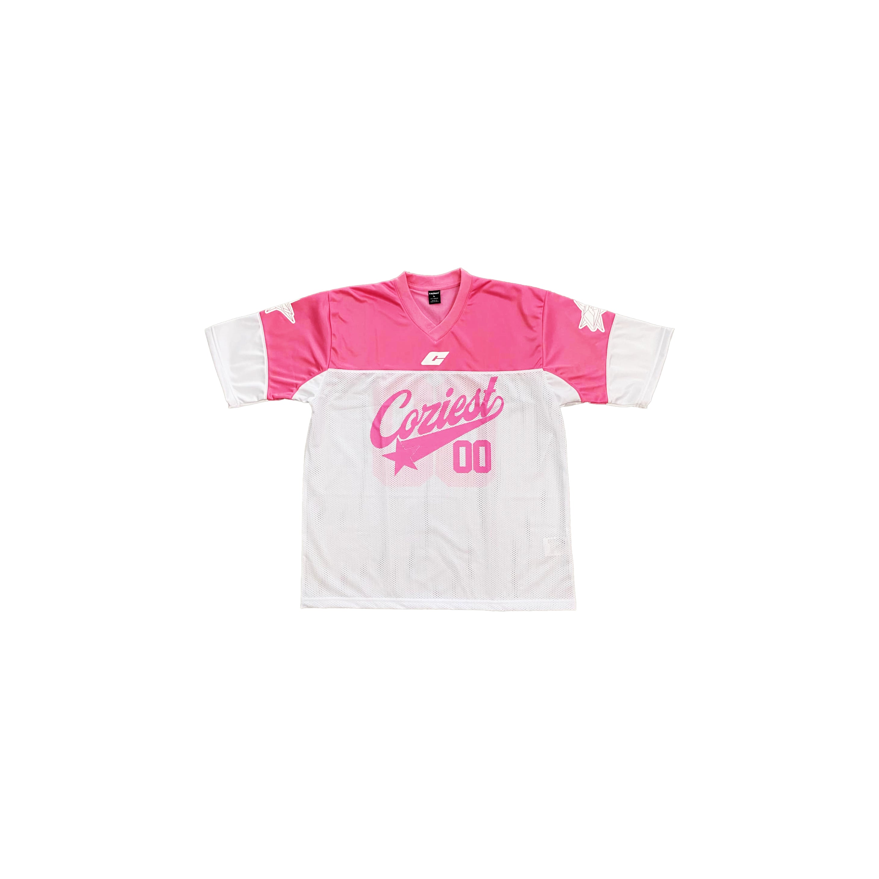 "Harley" Mesh Jersey Shirt in White Pink Colorway