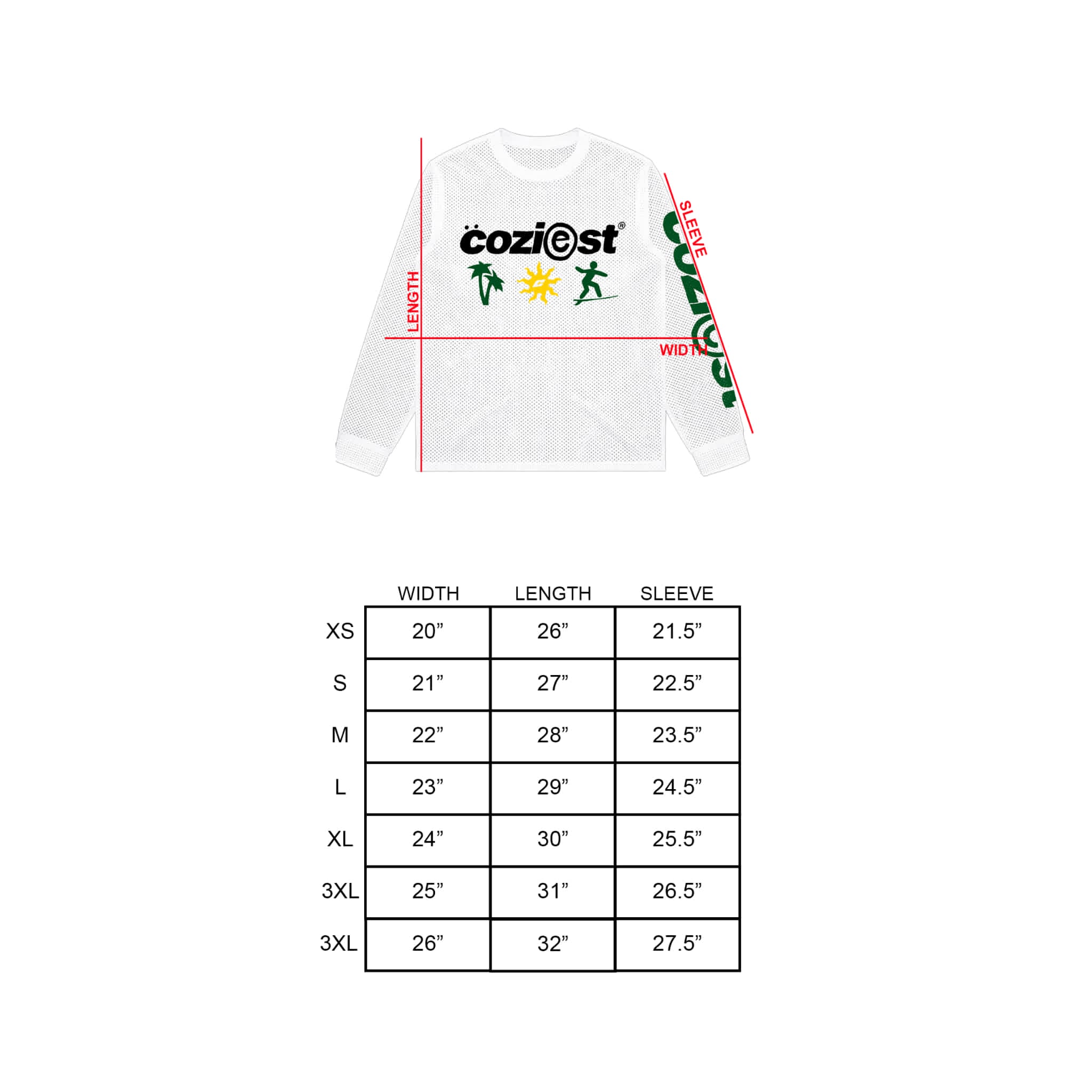 “Summer Mesh Jersey” Longsleeve in White Colorway