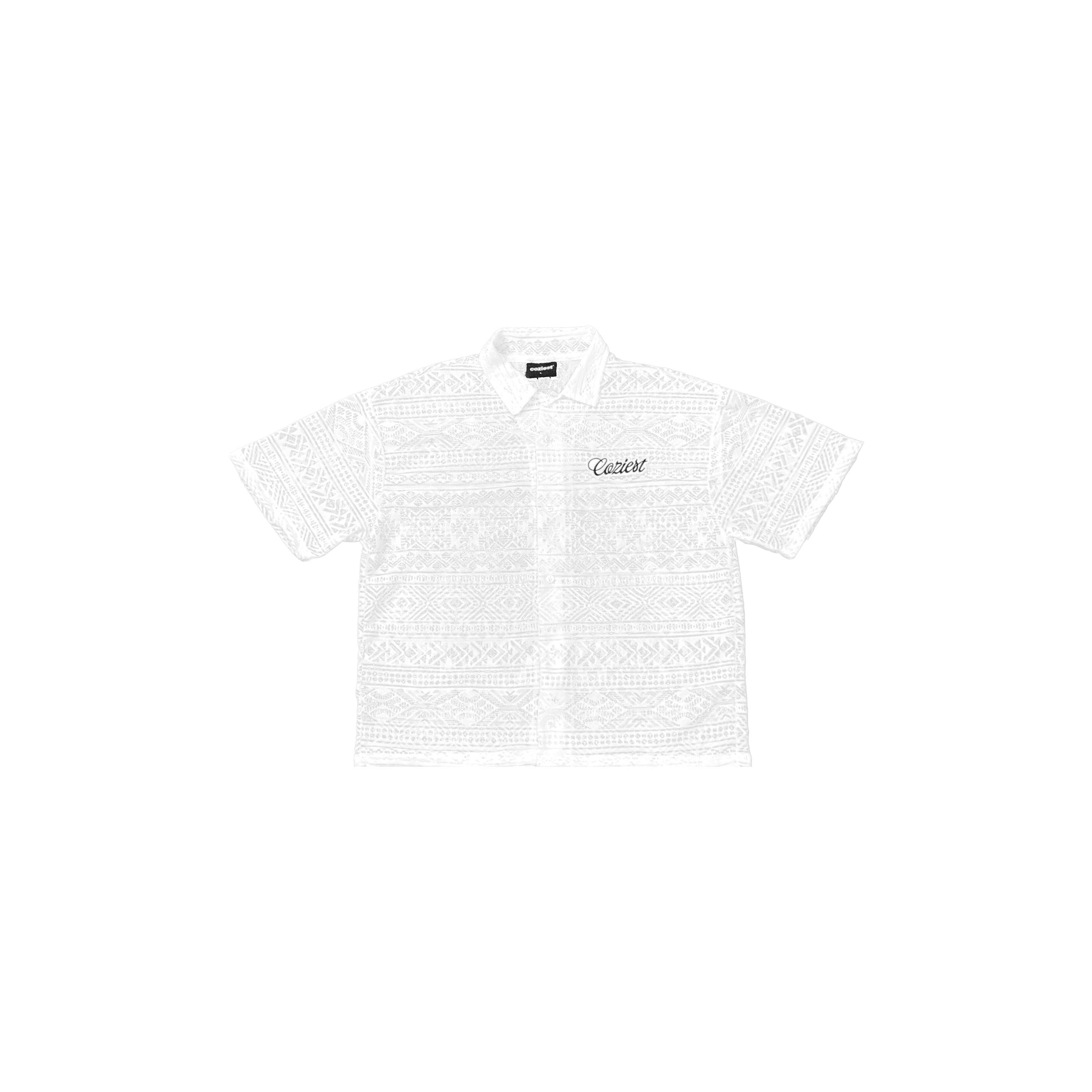 "Aztec" Laced Polo in White Colorway