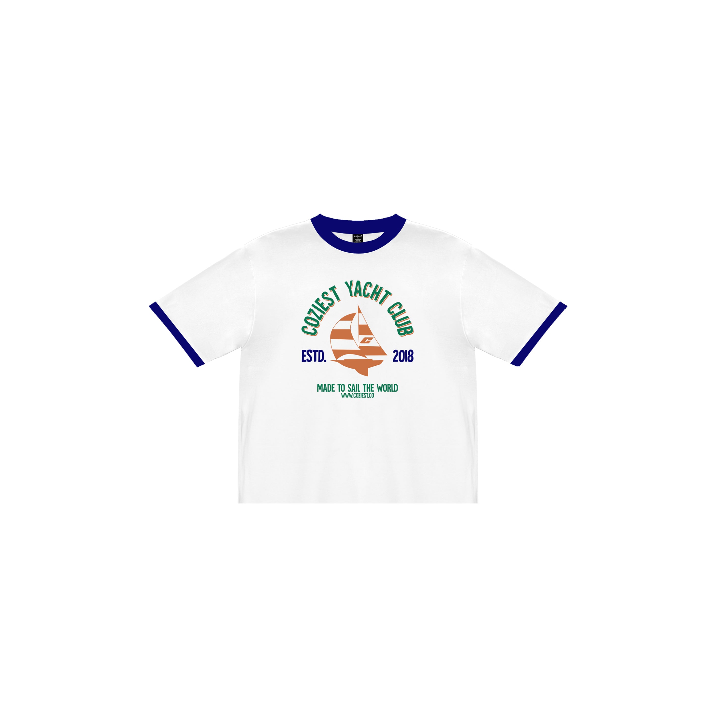 "Yacht Club Raglan" Tee in White Colorway