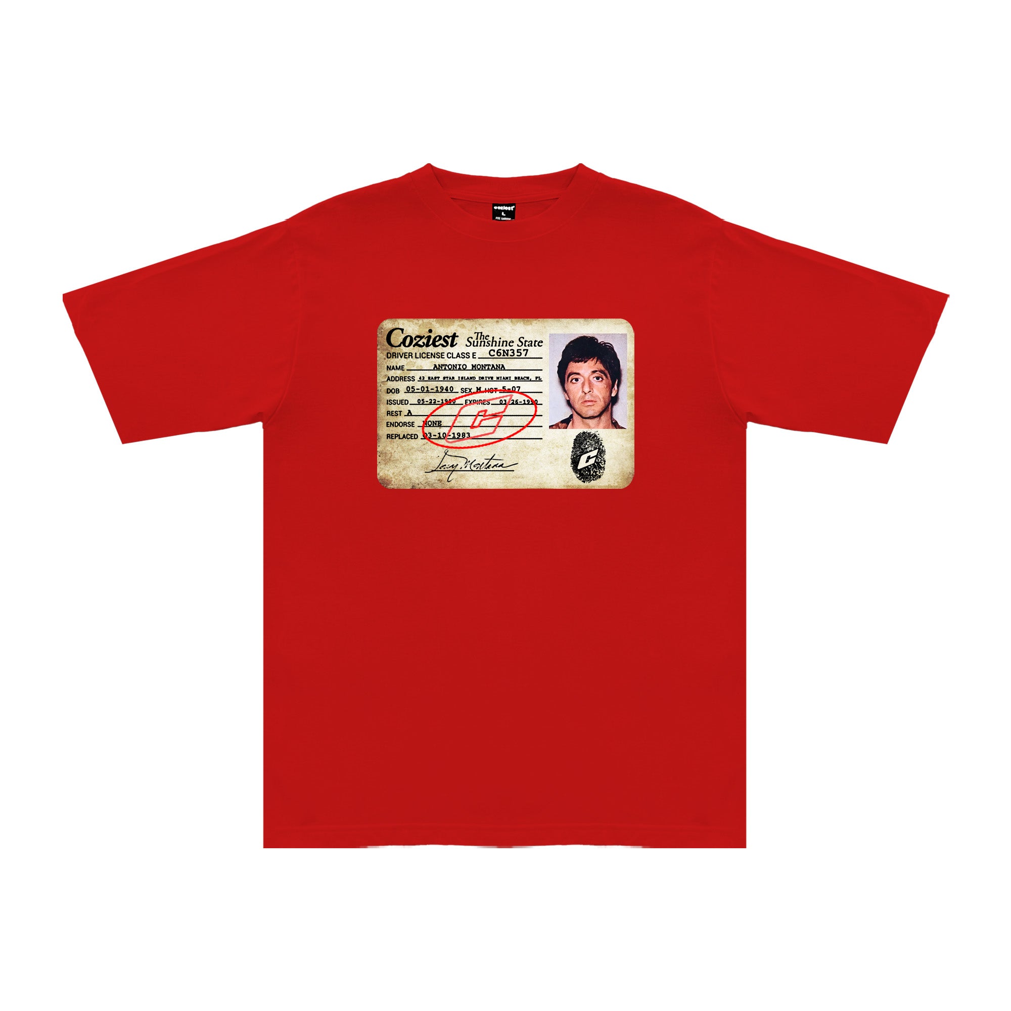 "Identification" Tee in Red Colorway
