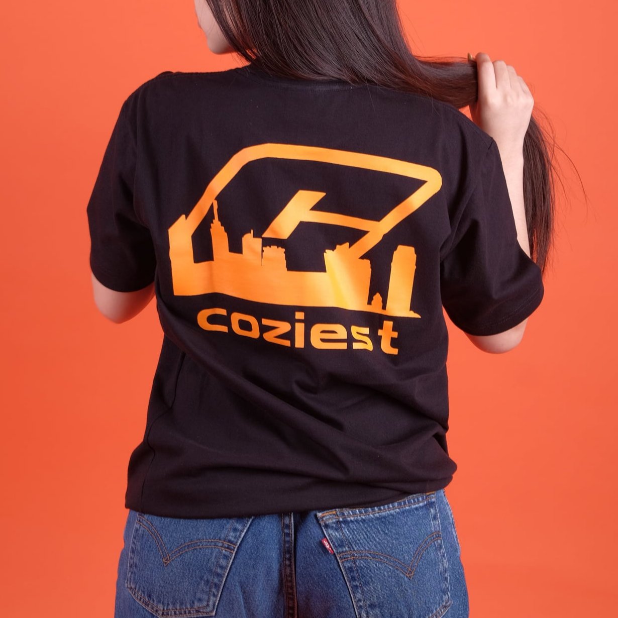 "Skyline" Tee in Black/Orange Colorway