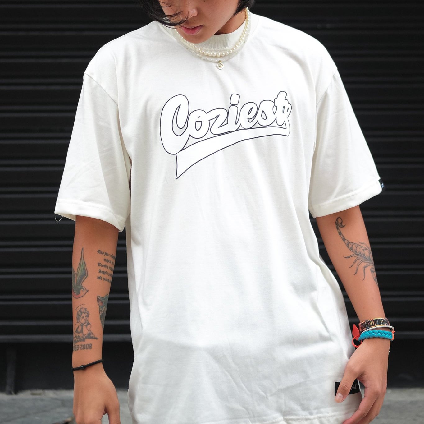 "College" Tee in Off-White Colorway