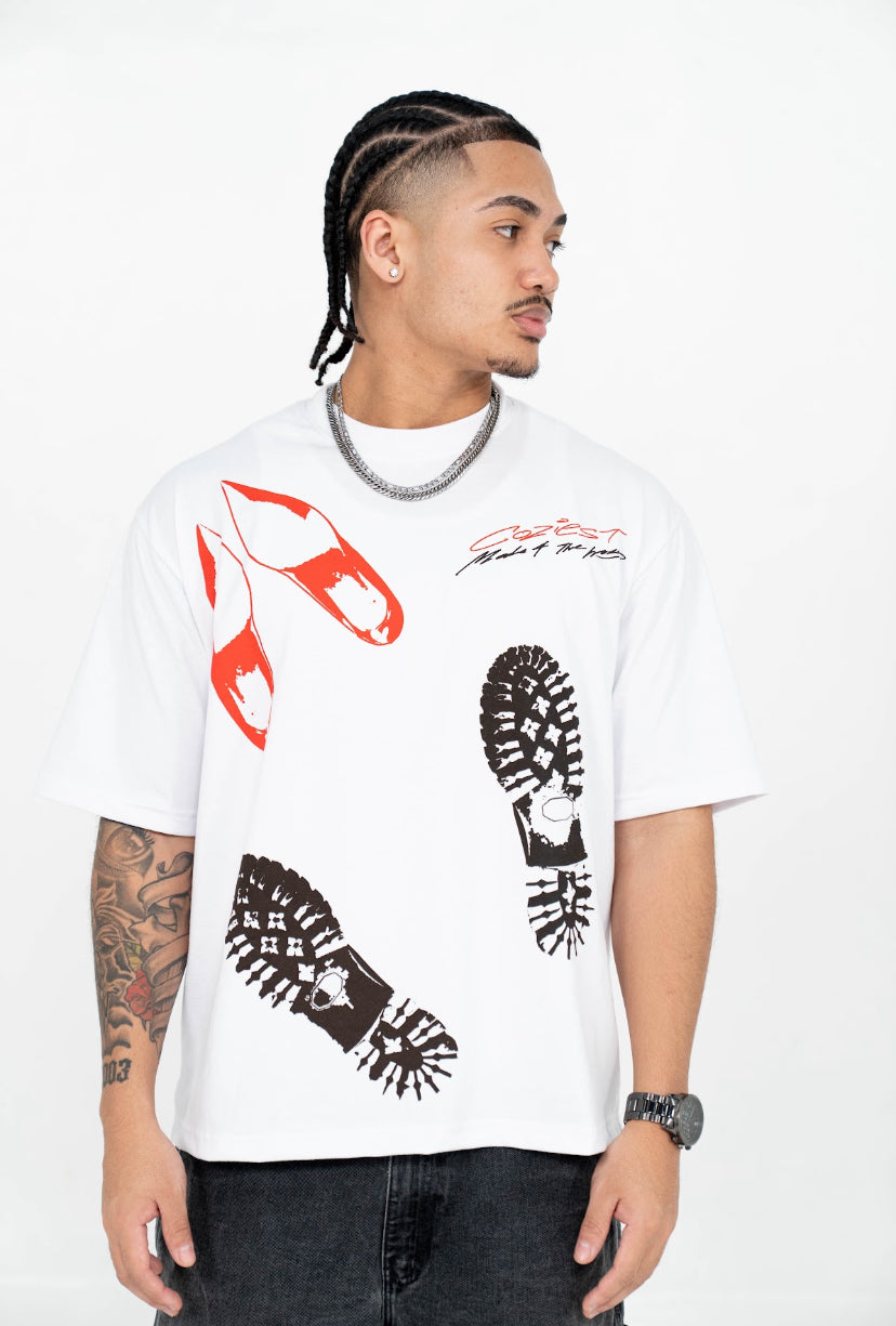 "Foot Print" Tee in White Colorway