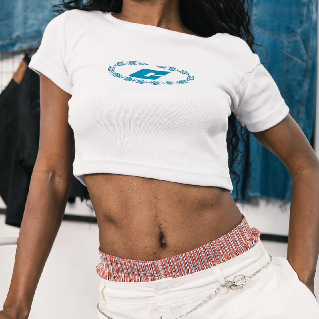"The Fifth" Baby Tee in White Colorway