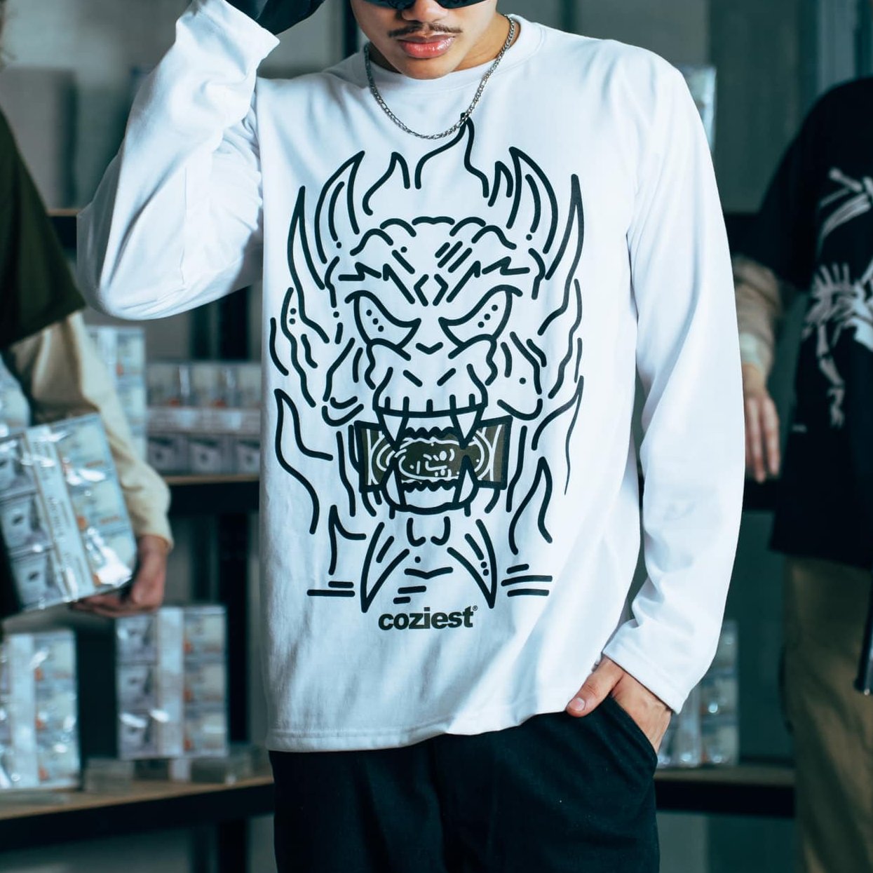"Dragon" Long-Sleeves in White Colorway
