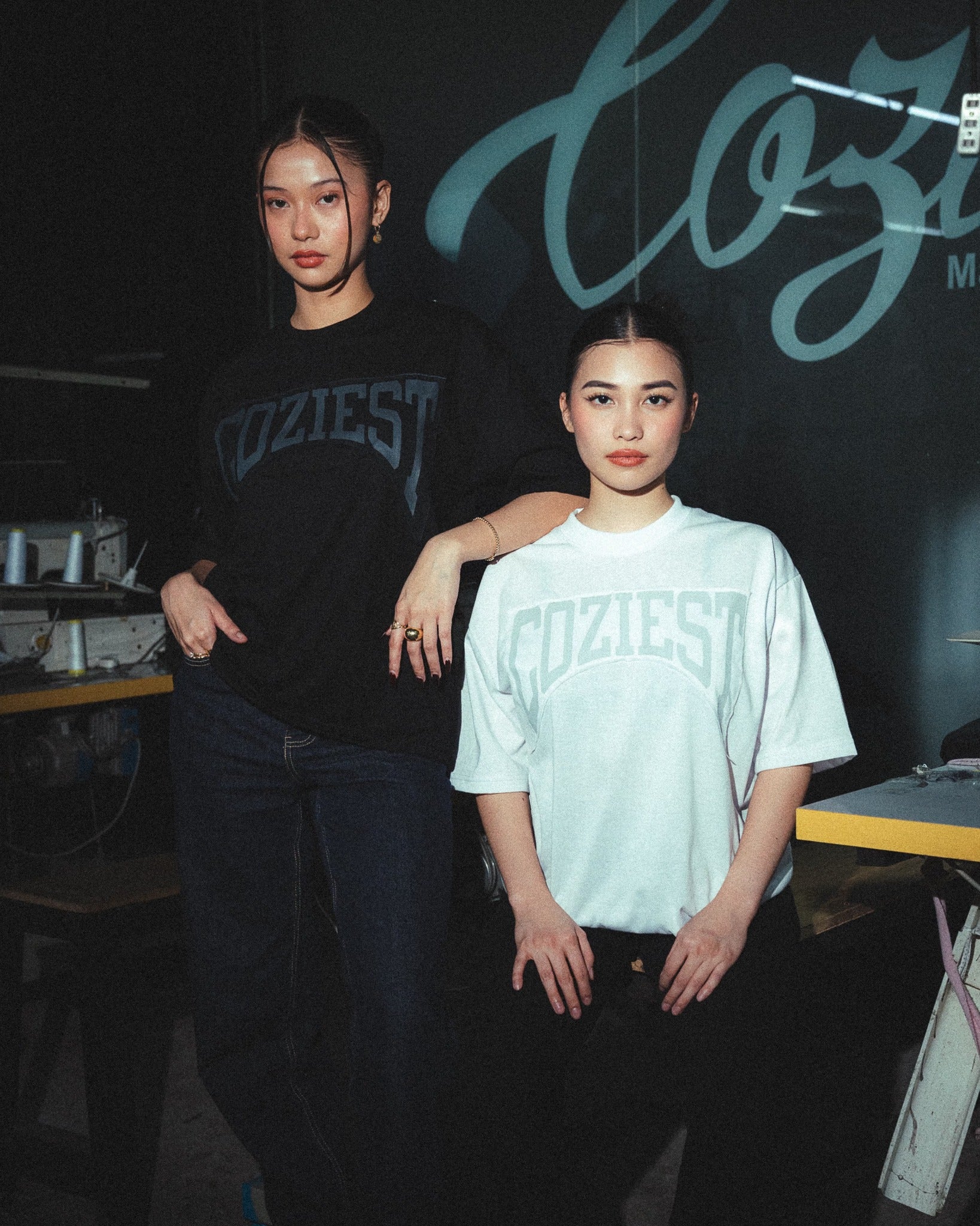 "Attached" Varsity Arc Tee in Black and White Colorway
