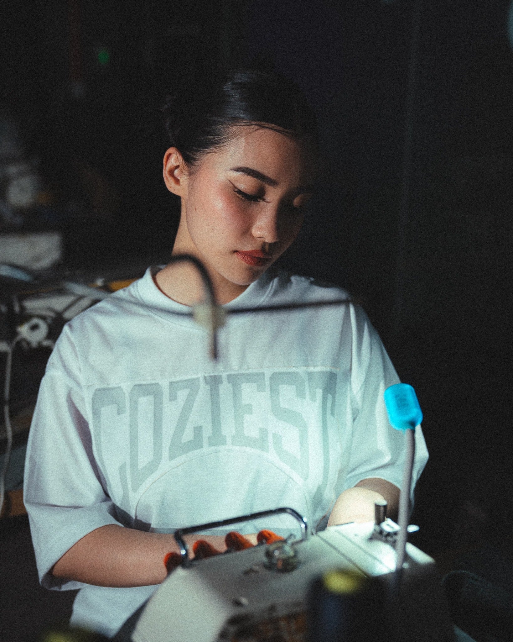 "Attached" Varsity Arc Tee in Black and White Colorway
