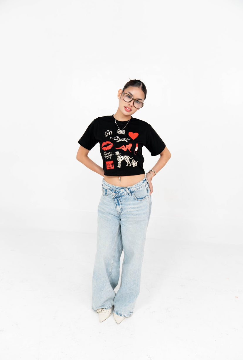 “26” Croptop in Black Colorway