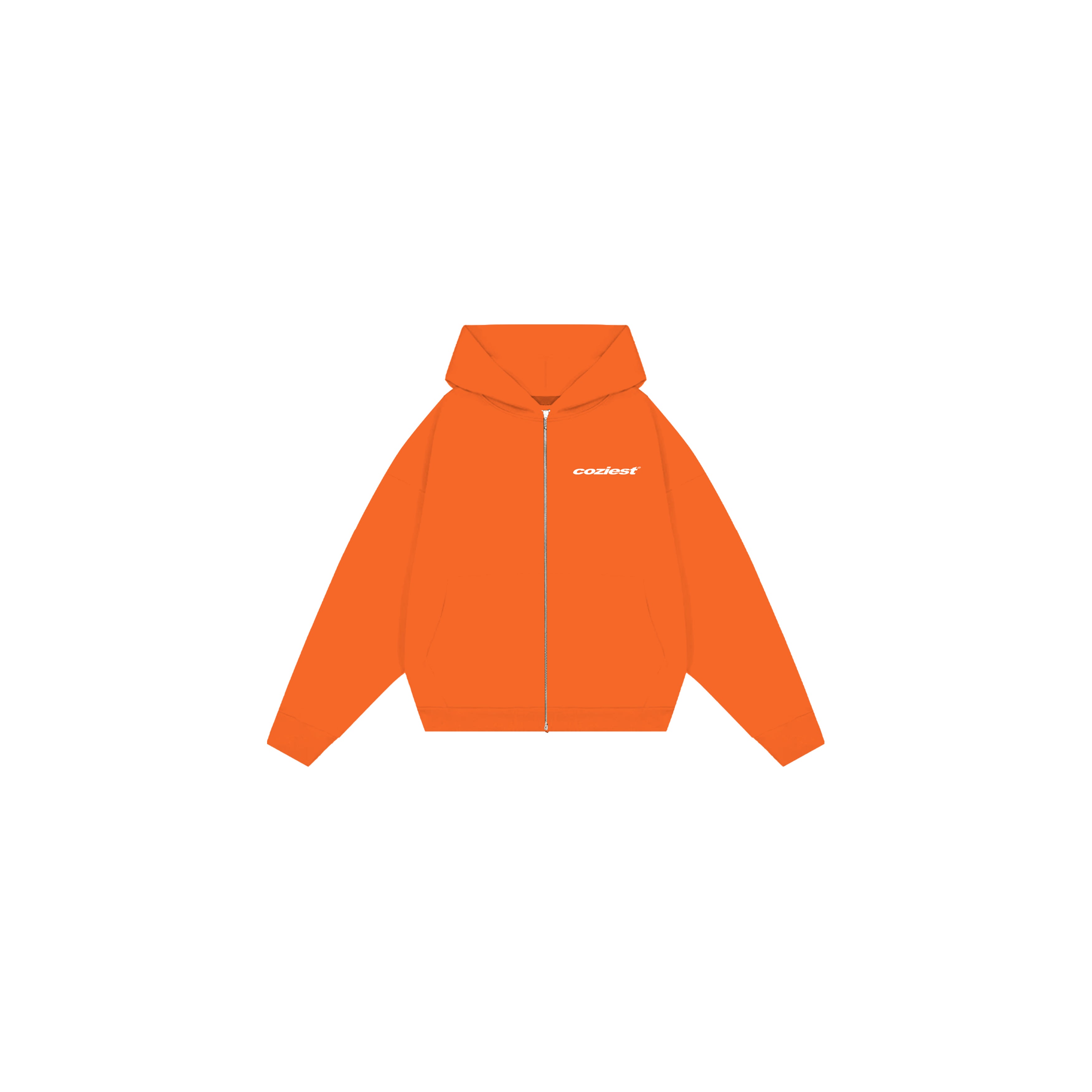 “Italic” Zip Hoodie in Orange Colorway