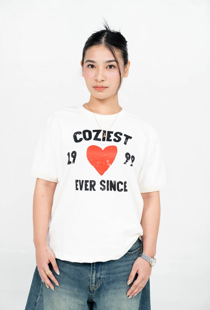 “1999” Ringer Tee in Offwhite Colorway