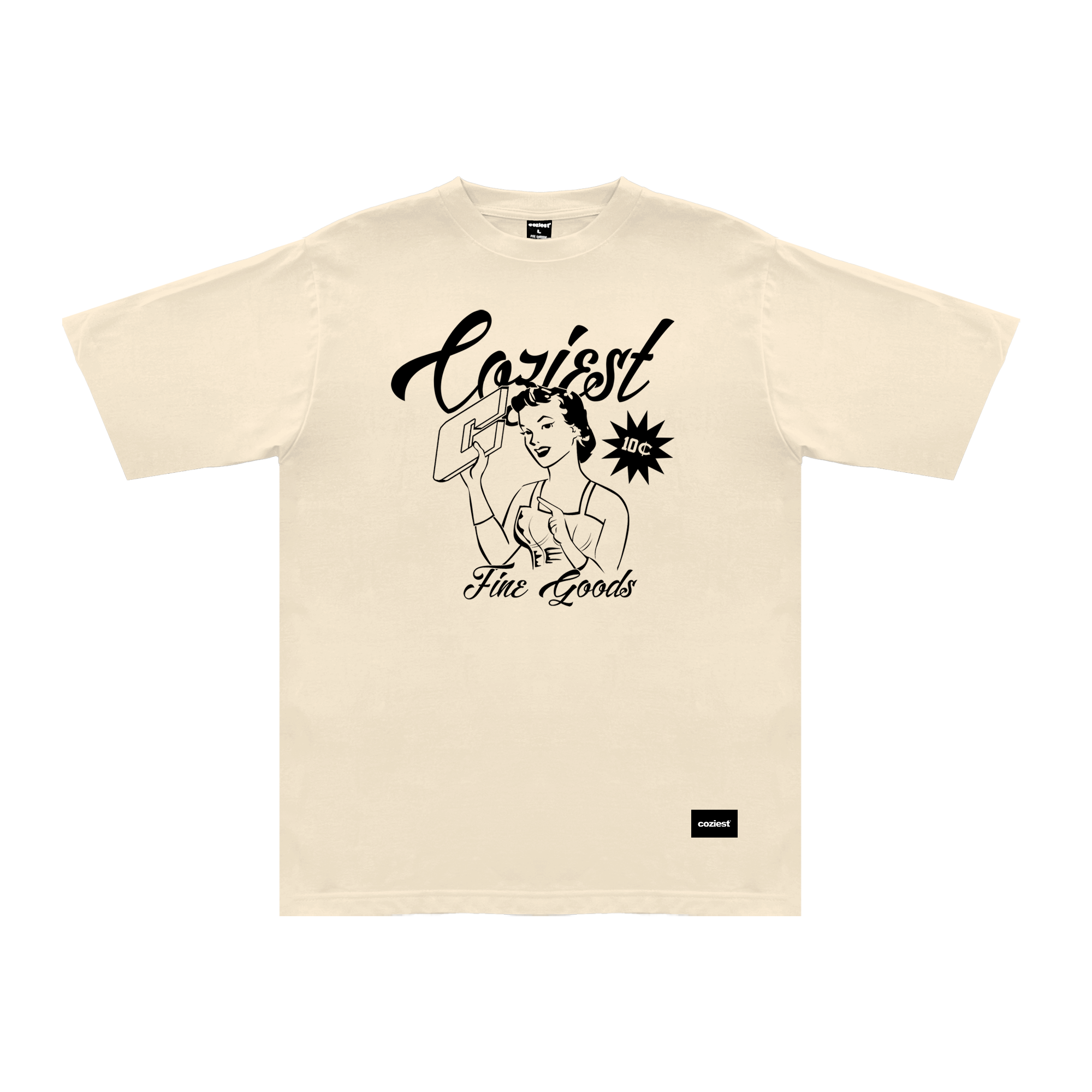 “Fine Goods” Tee in Off-White colorway