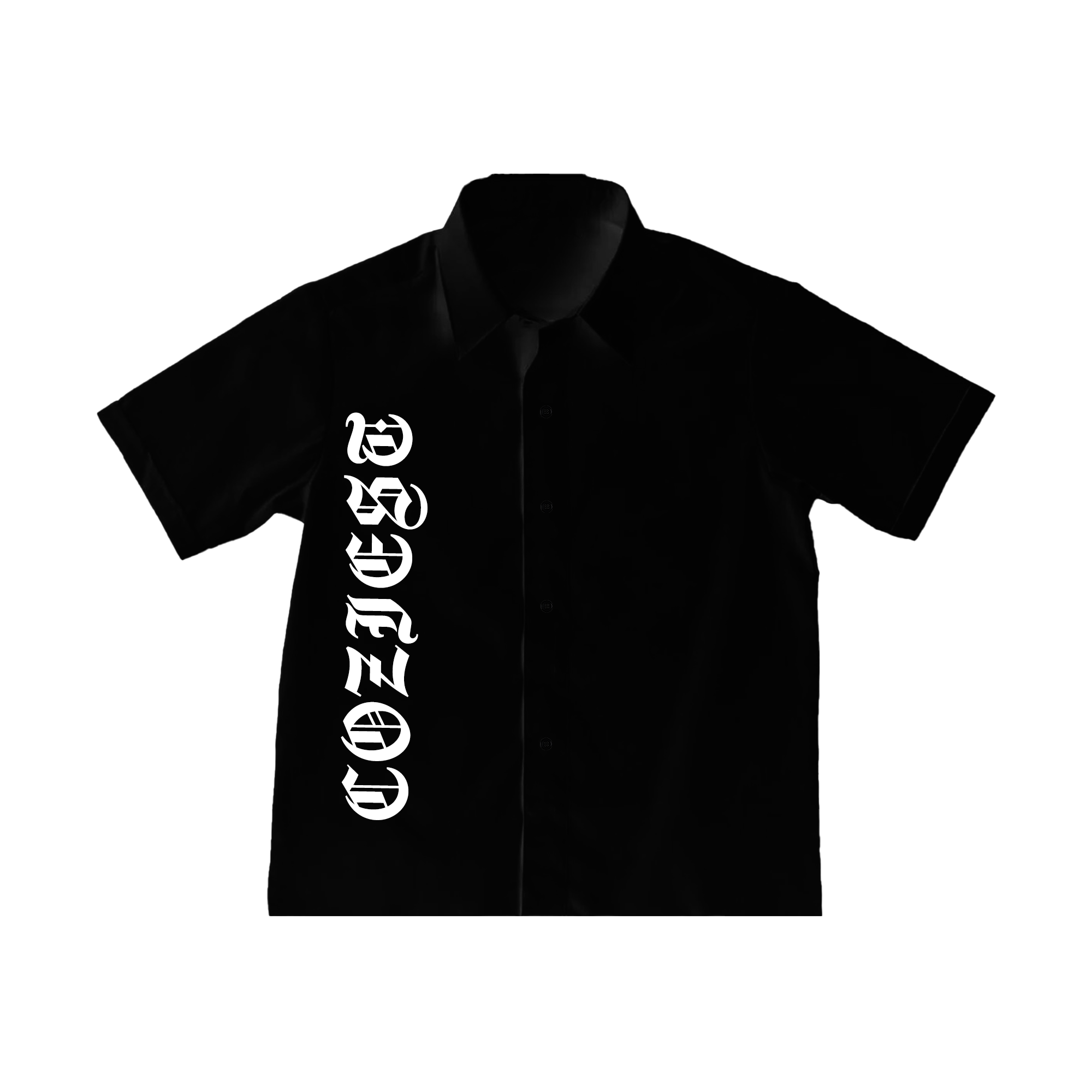 “Old English” Button-down Polo in Black Colorway