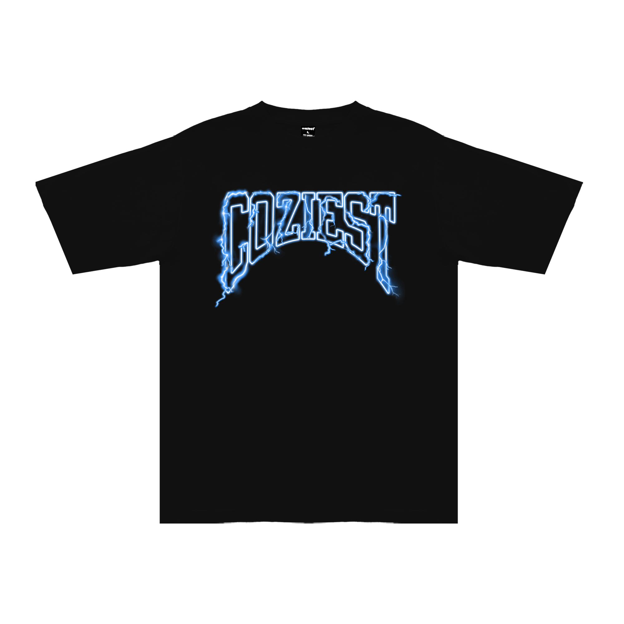 “Thunder Arc” shirt in black and blue colorway.