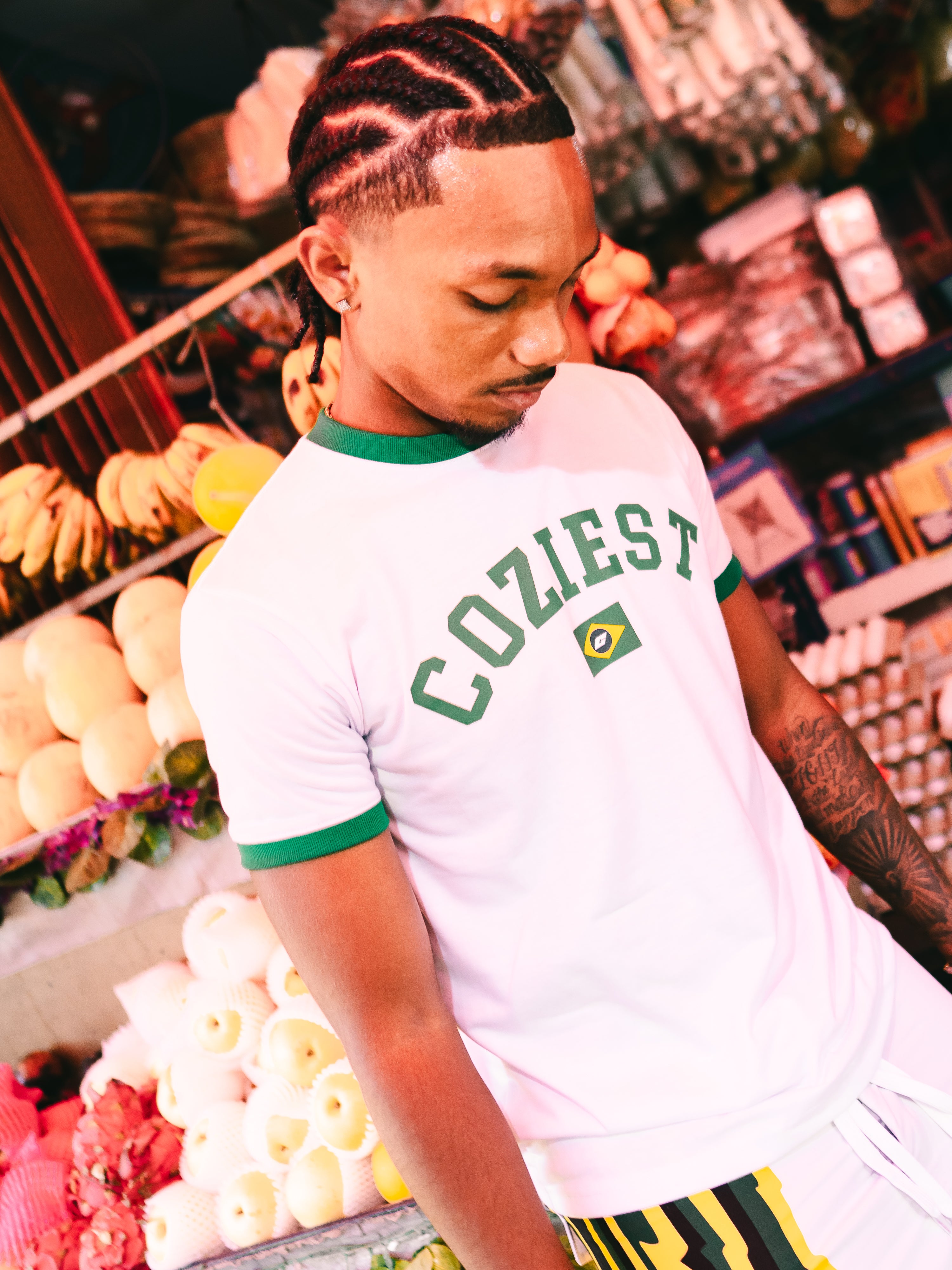 “Summer Ringer” Tee in White Colorway