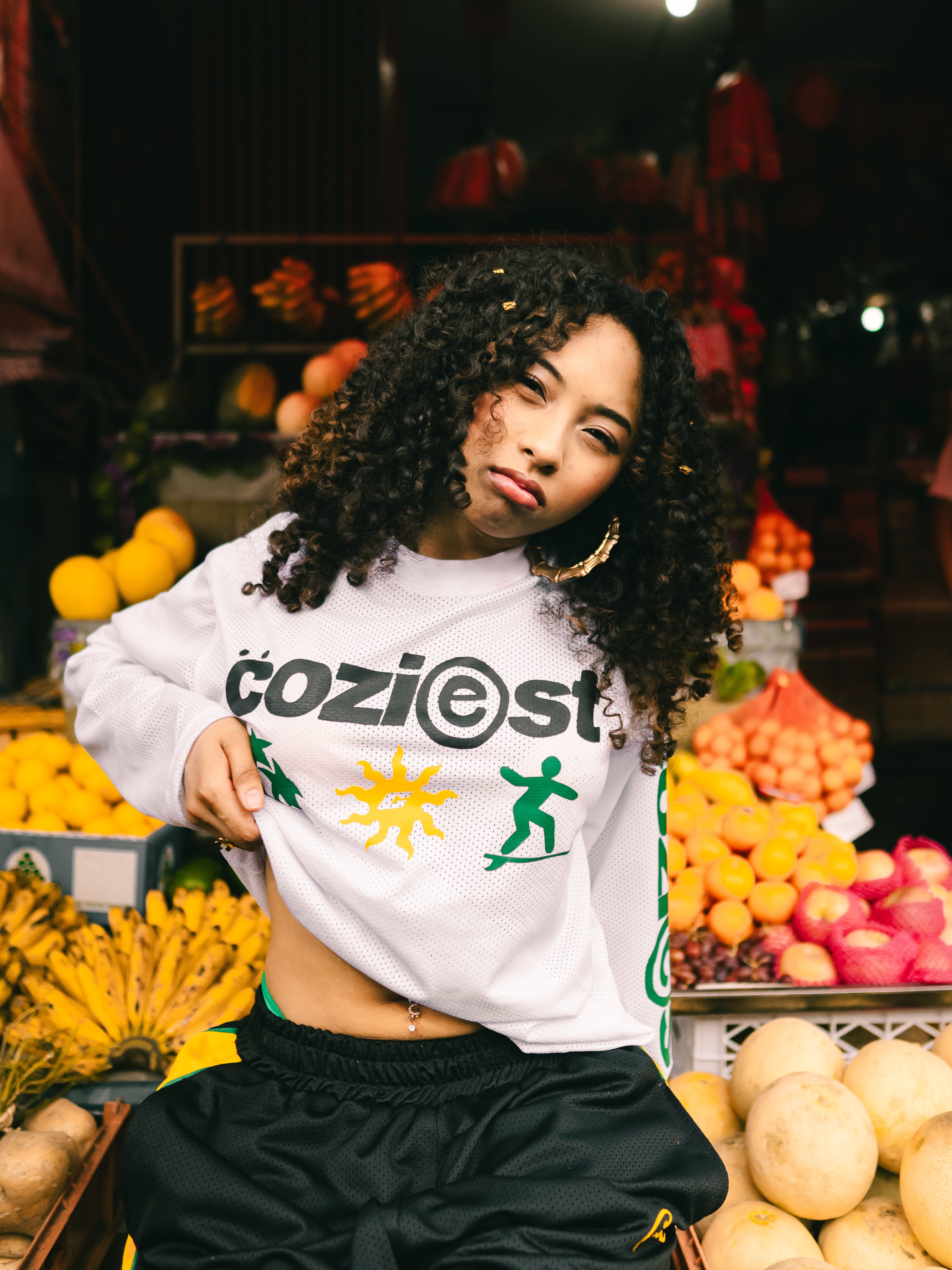“Summer Mesh Jersey” Longsleeve  in White Colorway