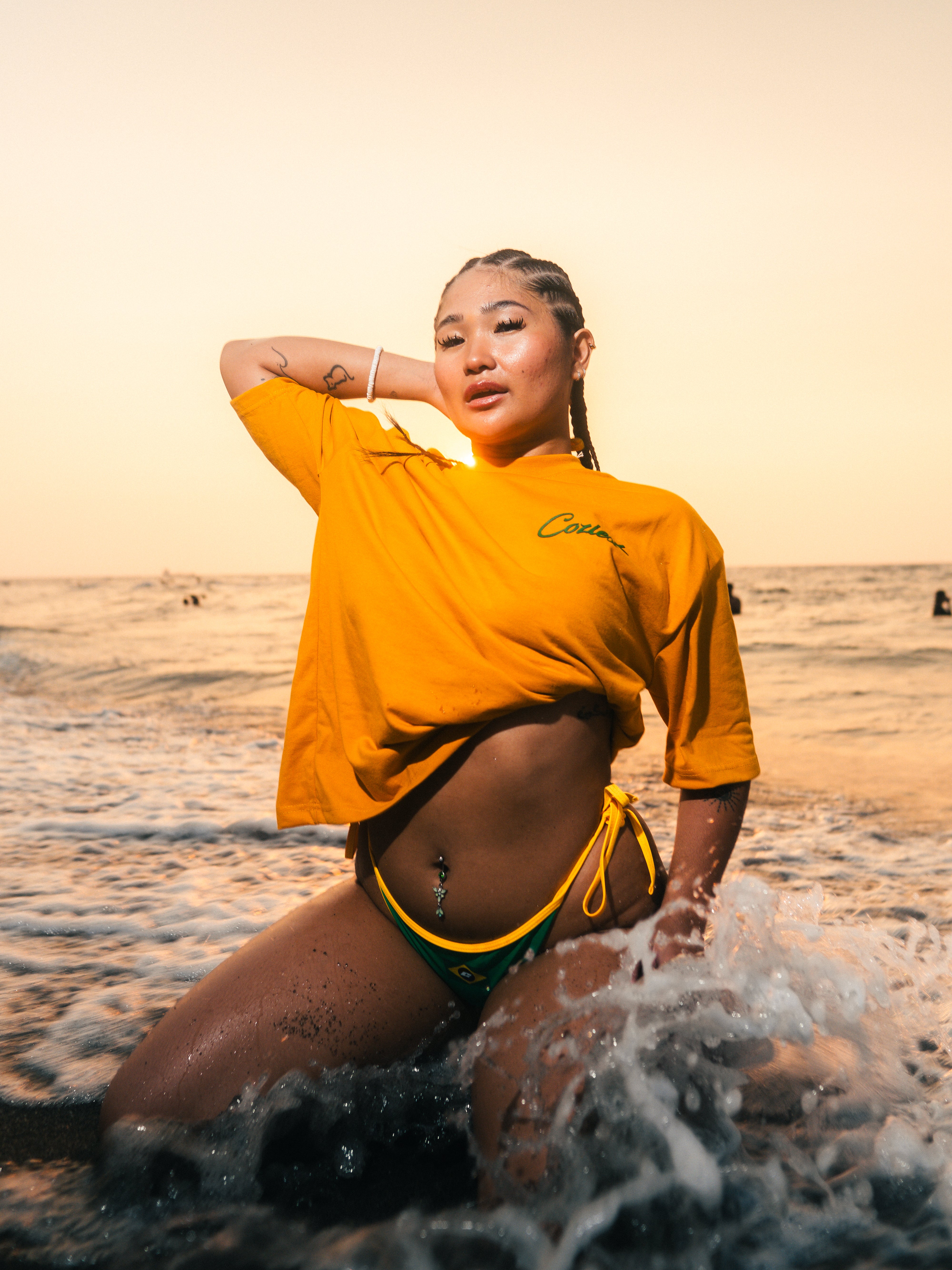 “Signature” Tee in Mustard and White Colorway