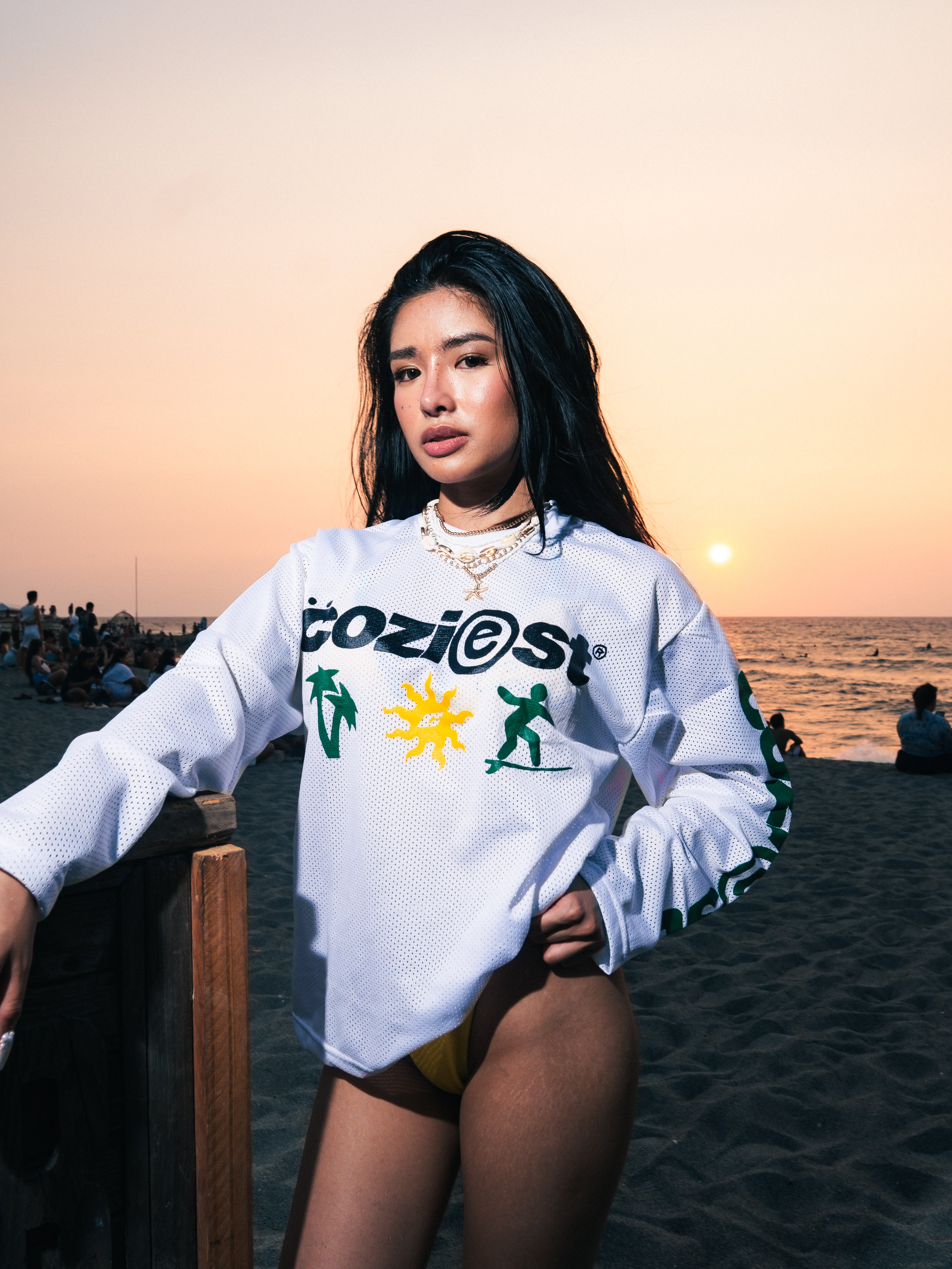 “Summer Mesh Jersey” Longsleeve  in White Colorway