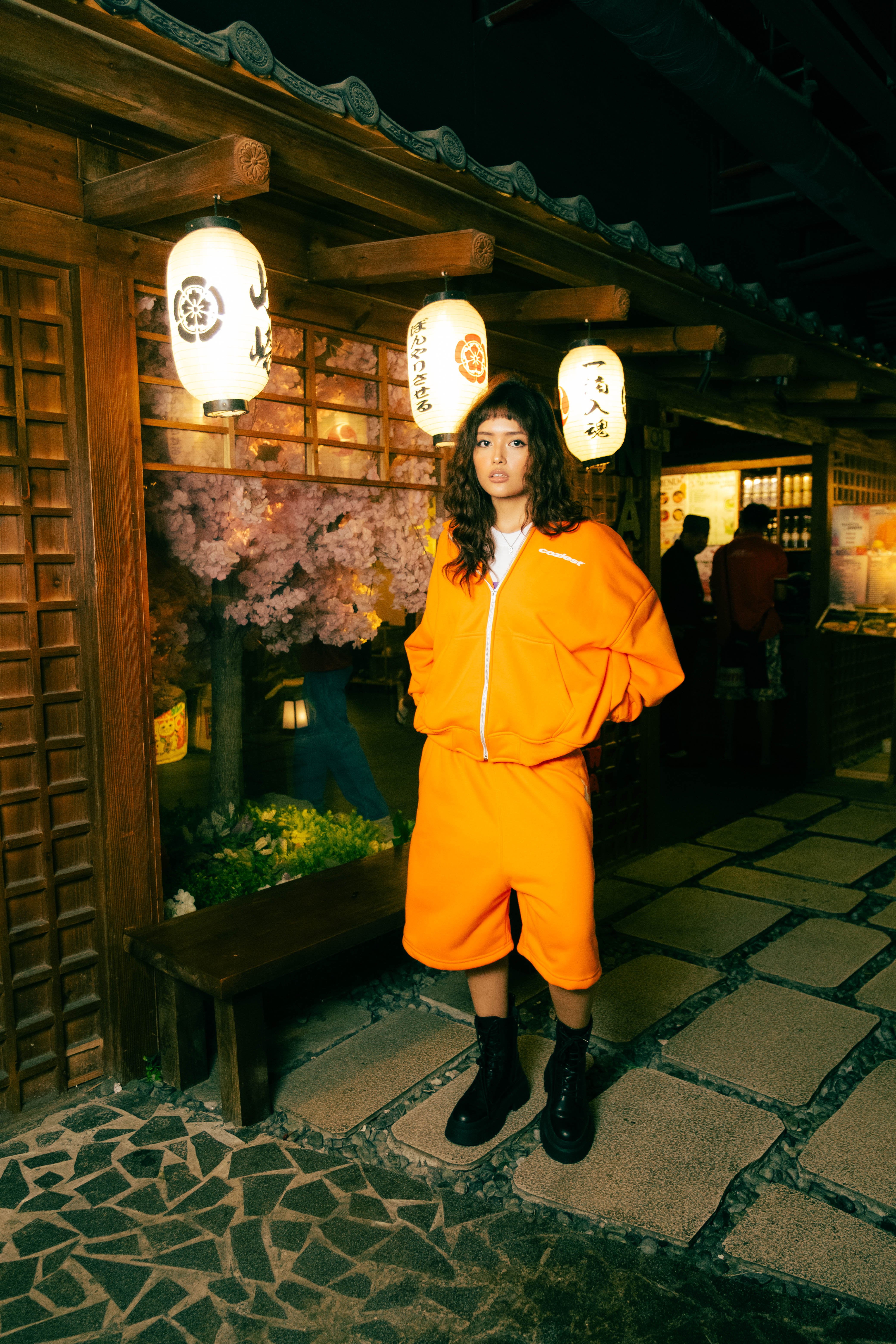“Italic” Zip Hoodie in Orange Colorway