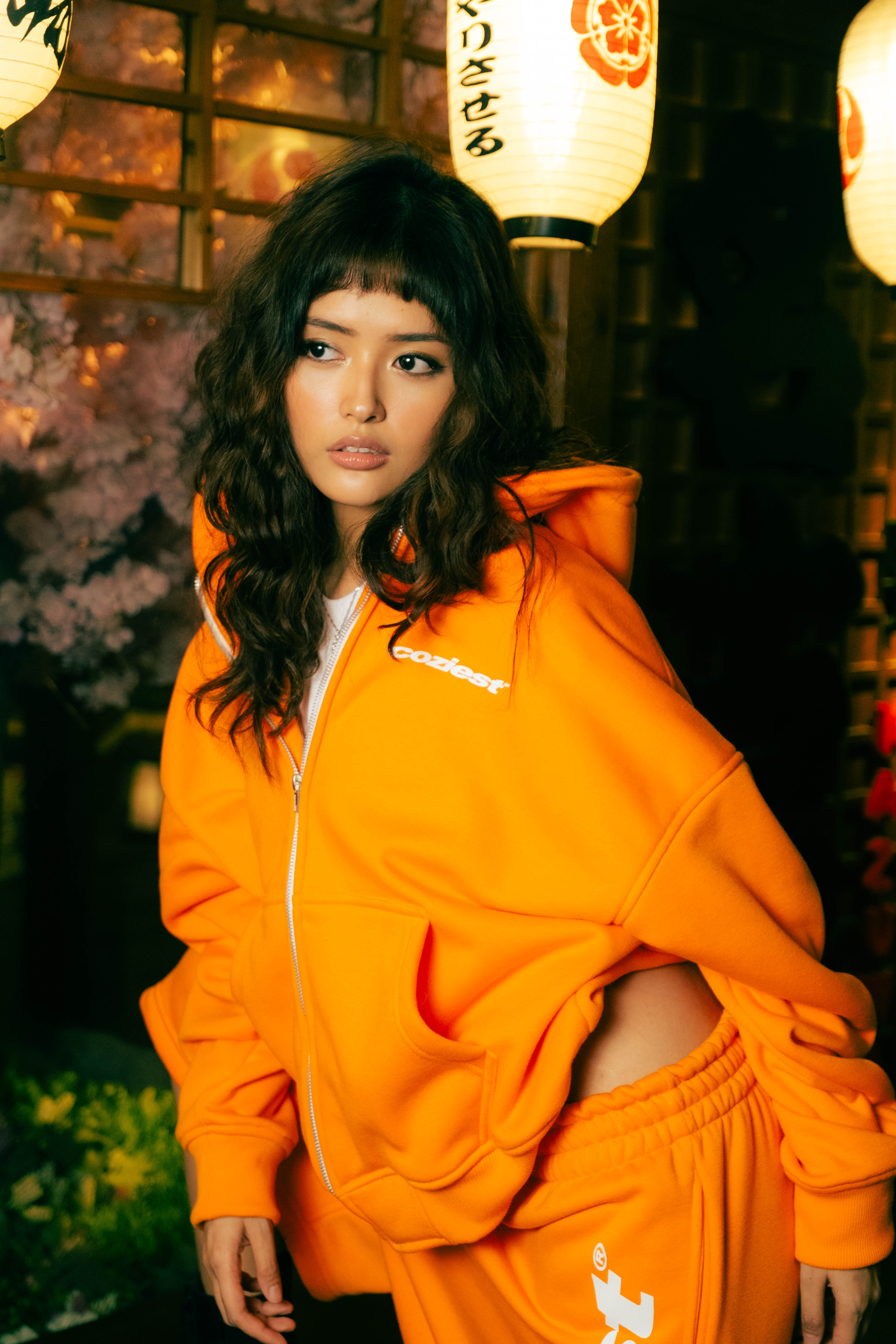 “Italic” Zip Hoodie in Orange Colorway