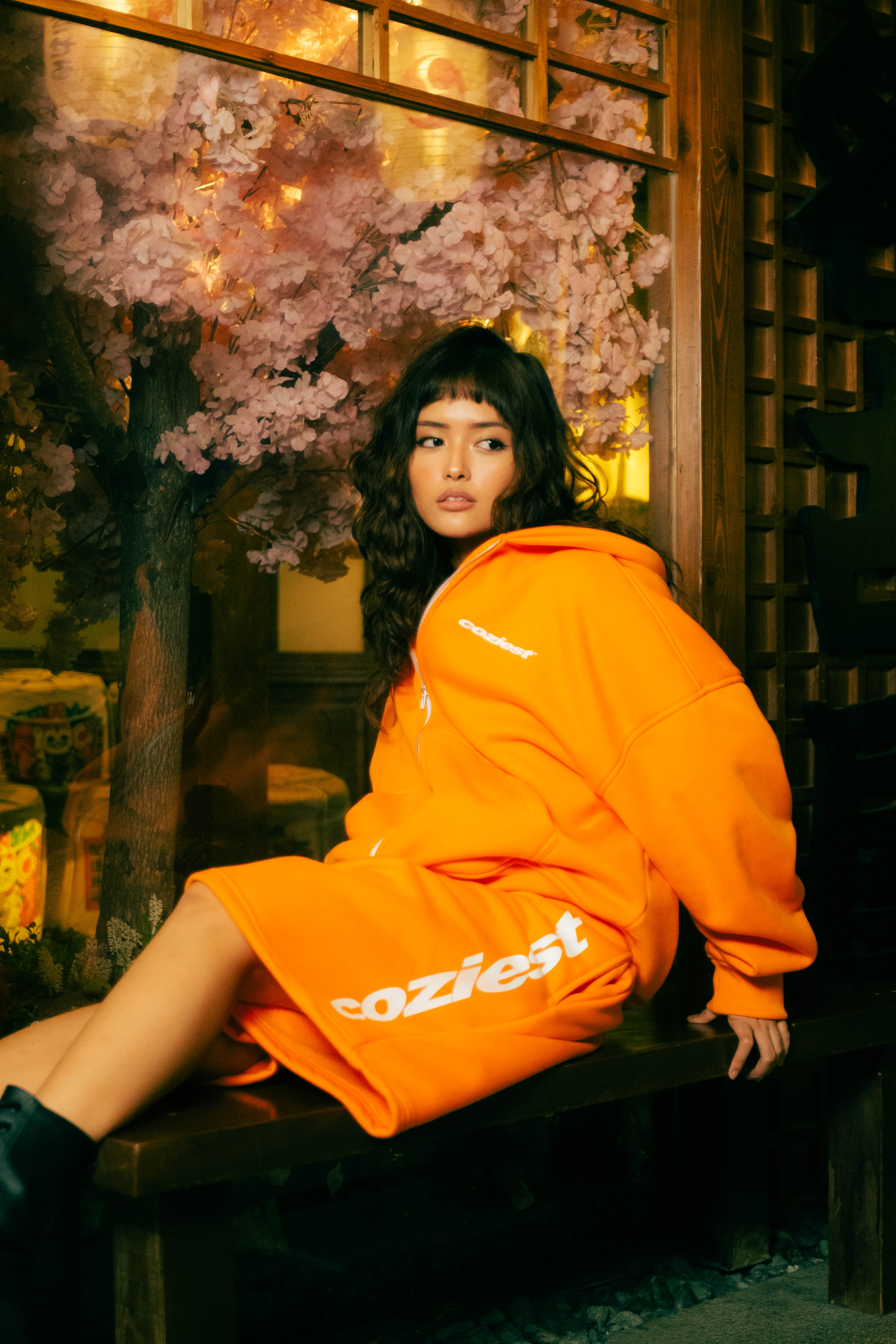 “Italic” Sweatshort in Orange Colorway