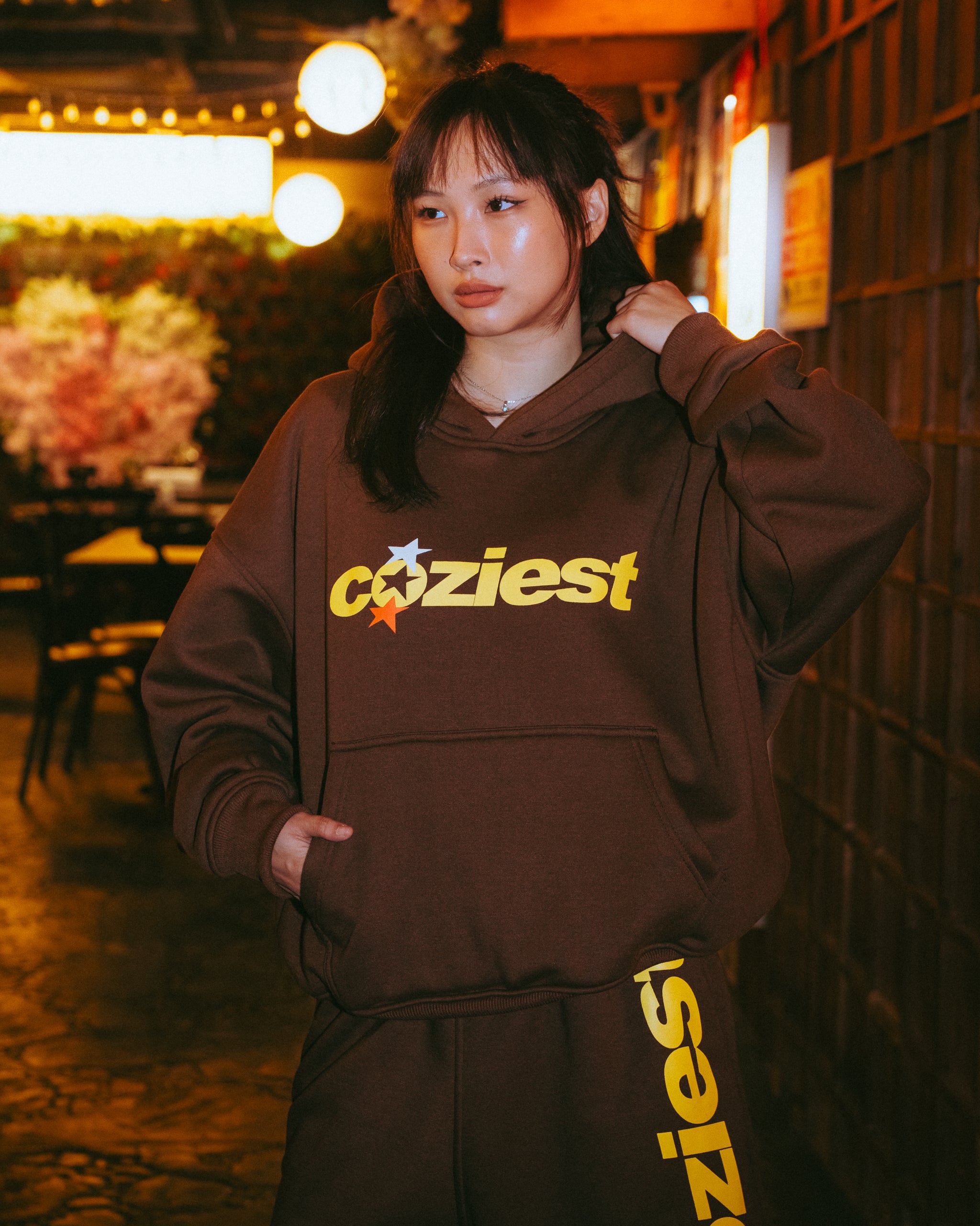 “Tri-Star” Hoodie in Choco Brown and Black