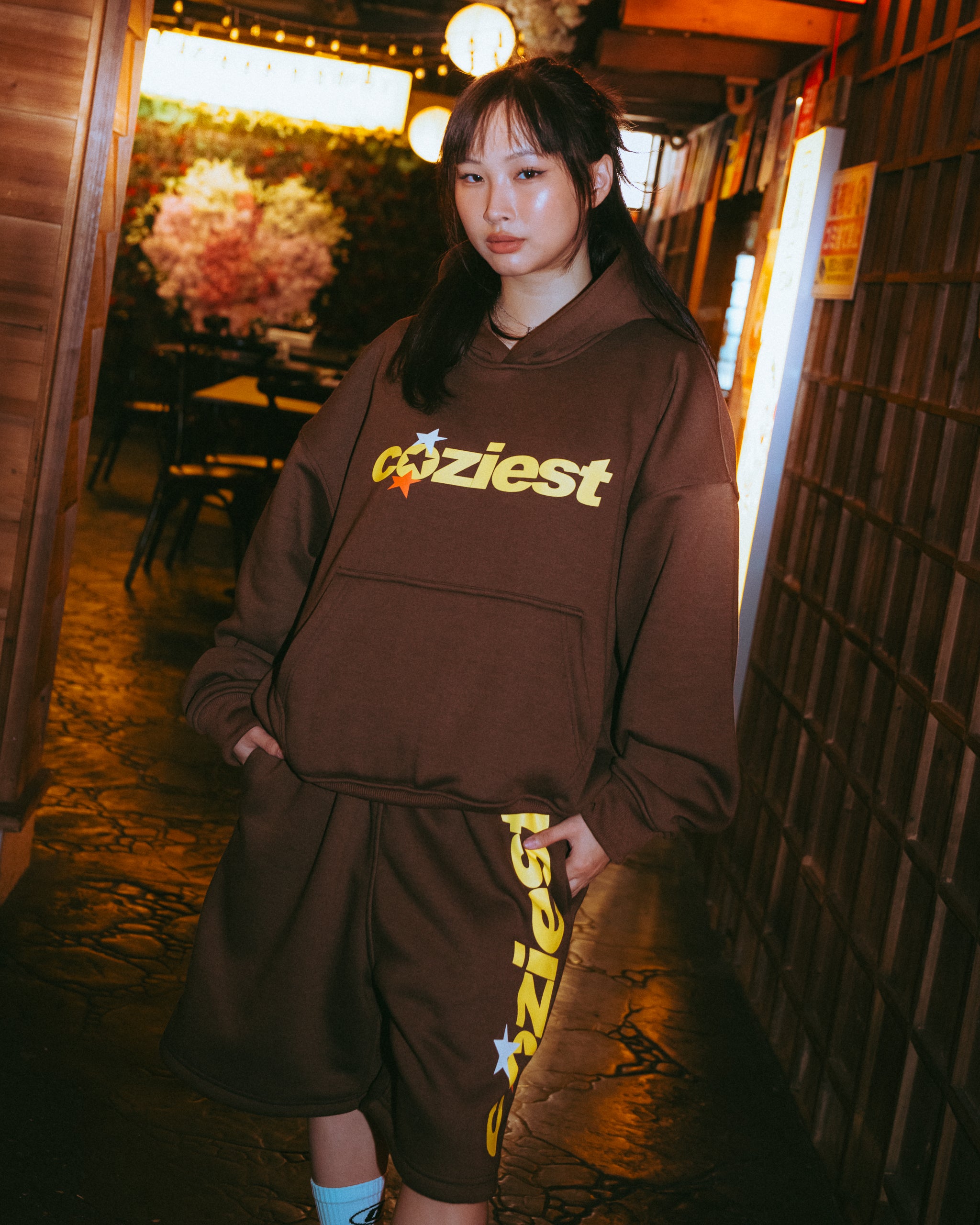 “Tri-Star” Hoodie in Choco Brown and Black