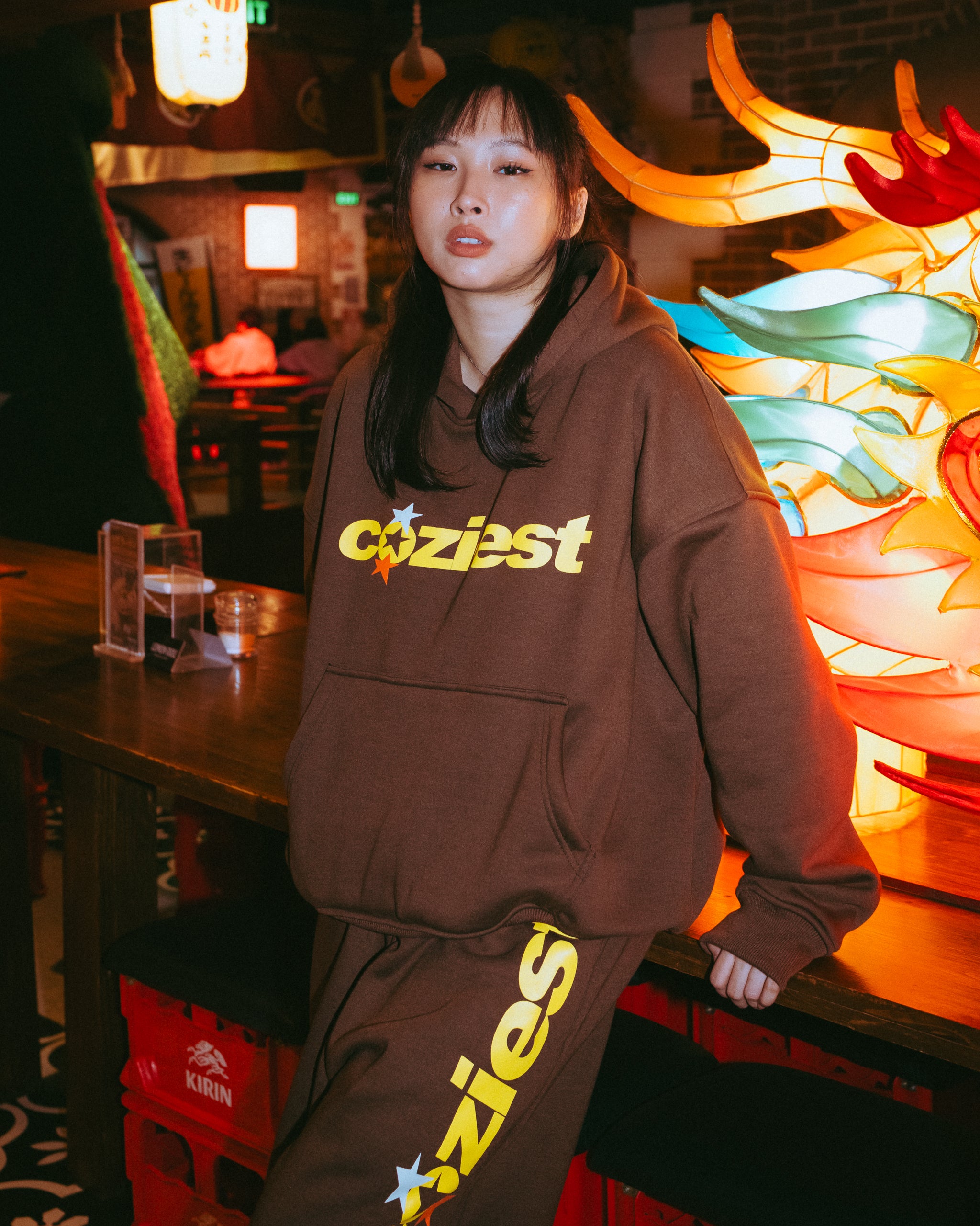 “Tri-Star” Hoodie in Choco Brown and Black