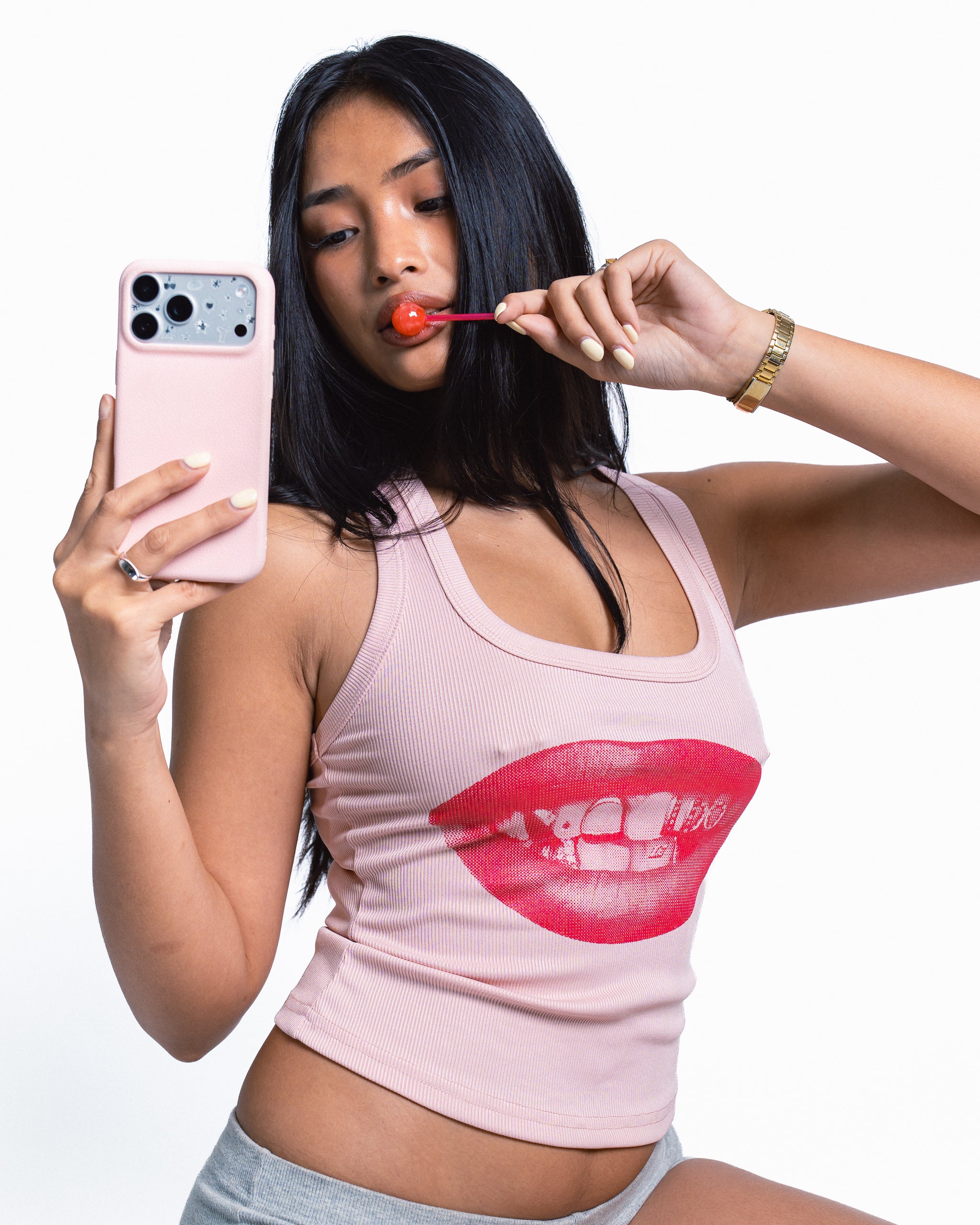 "I DO” Tank Top in Pastel Pink Colorway