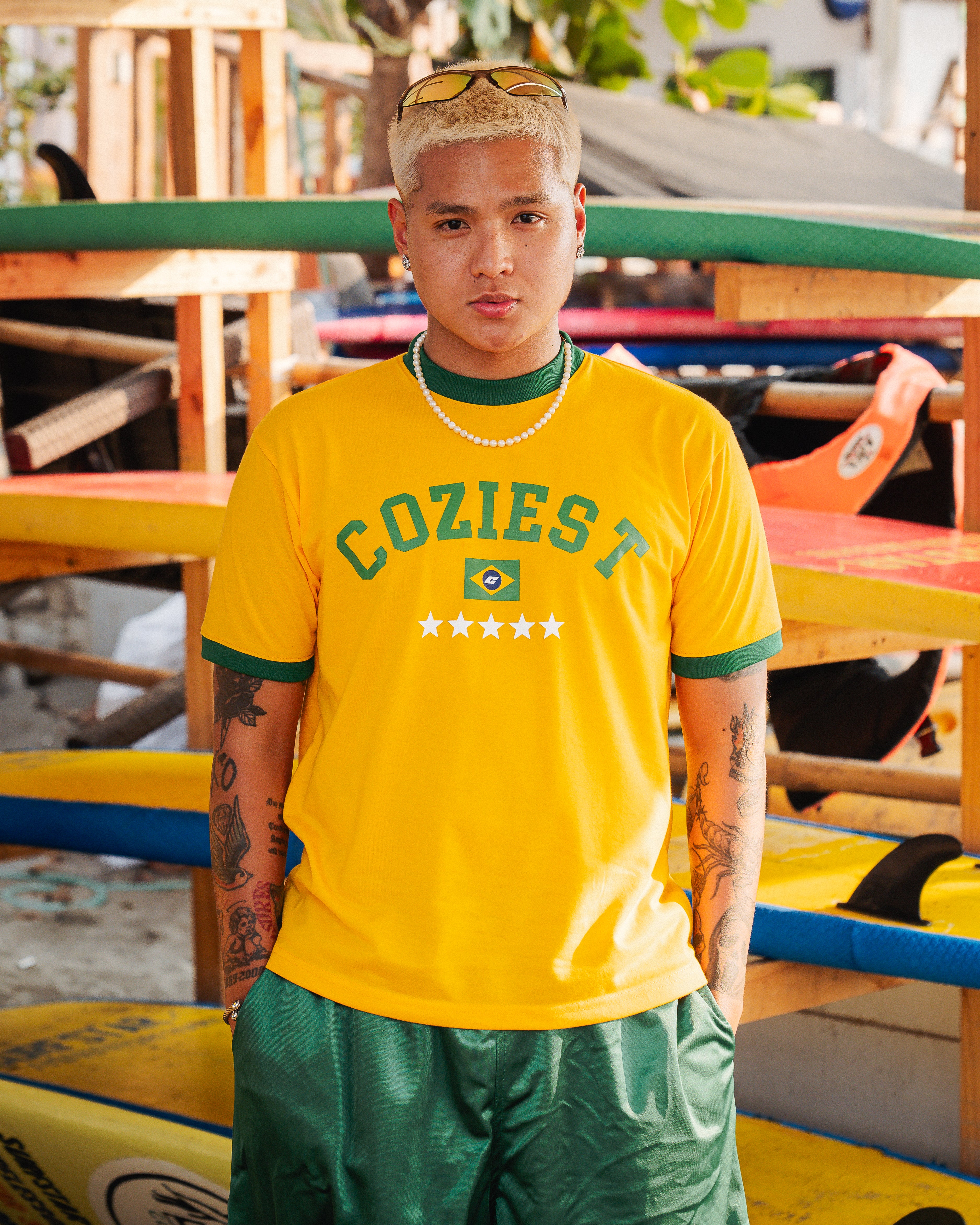 “Summer Ringer” Tee in Mustard Colorway