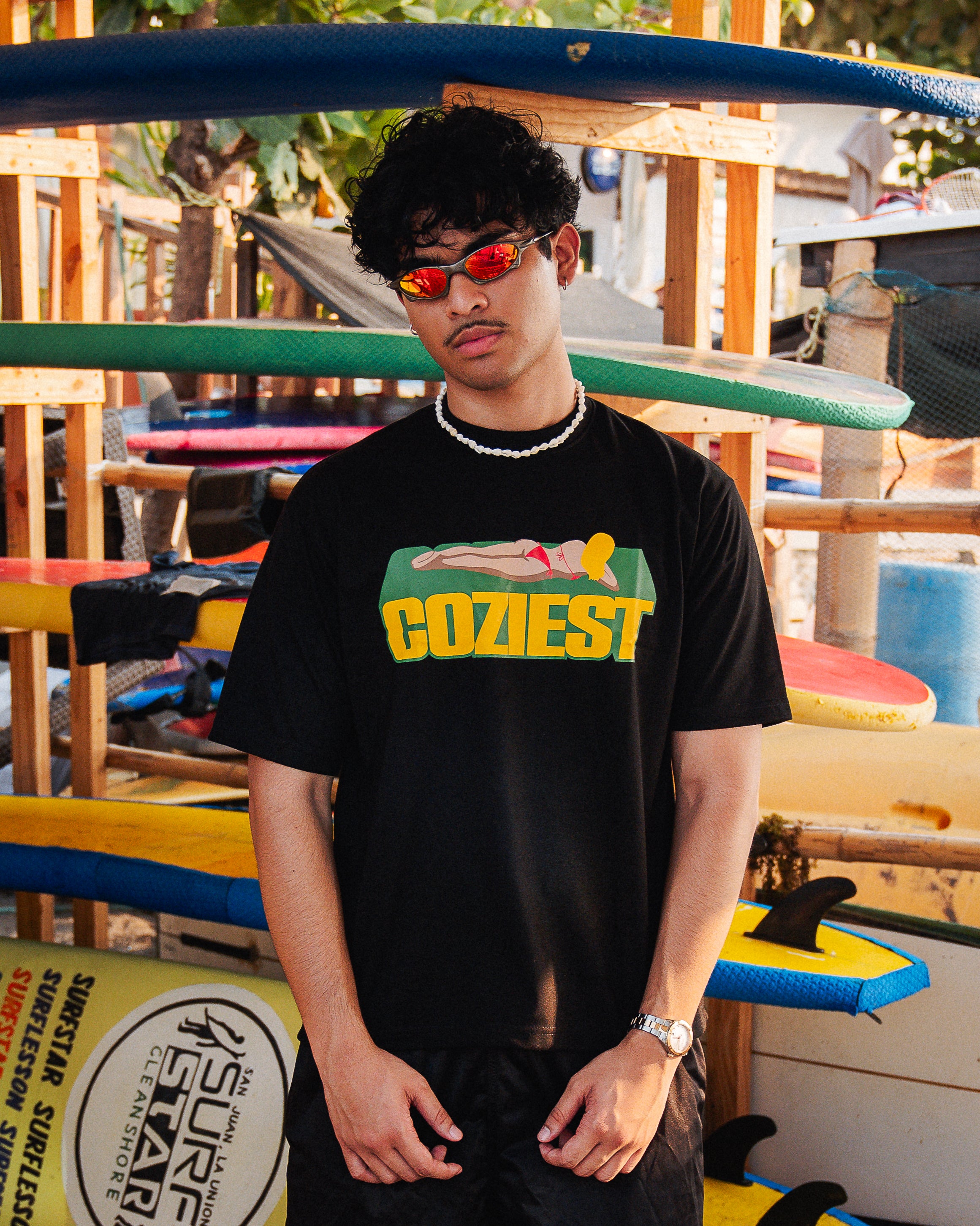 "Sun Bathing" Tee in Black Colorway