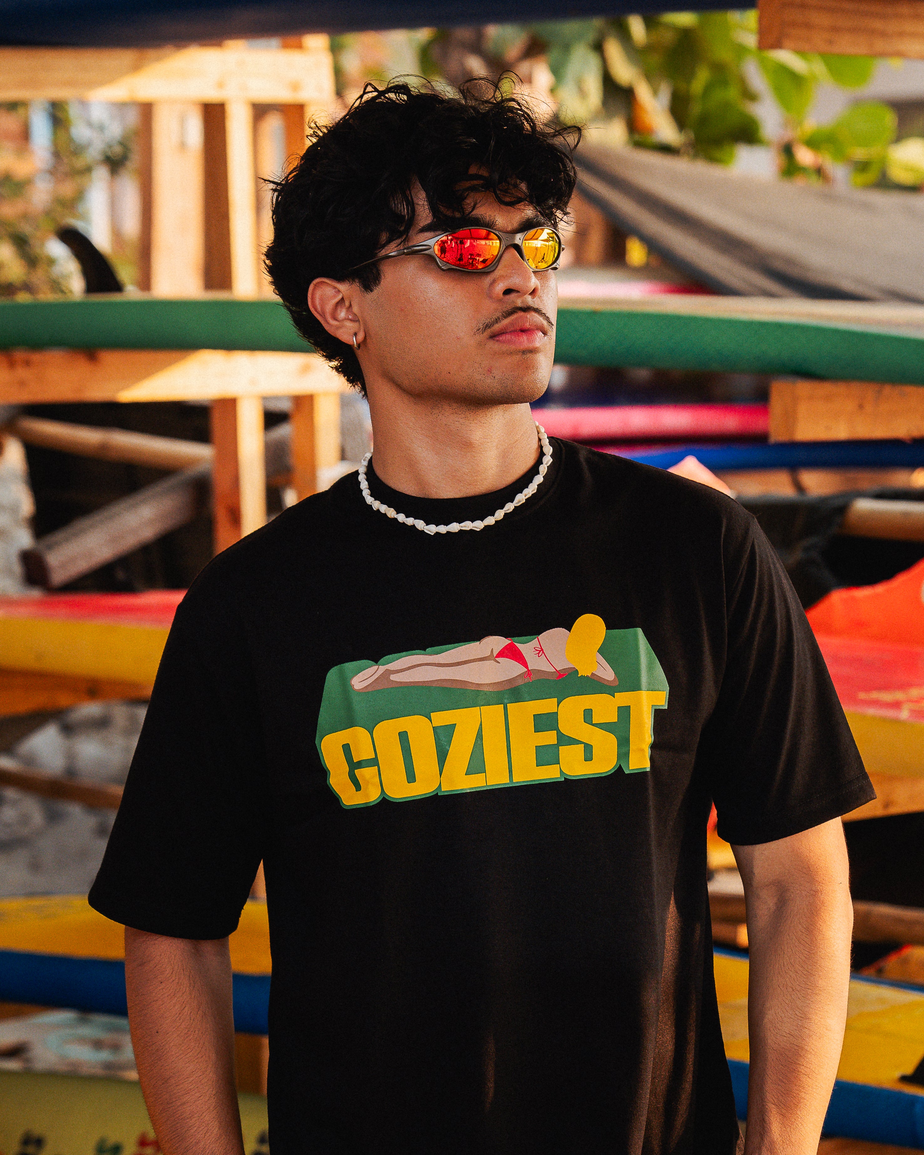"Sun Bathing" Tee in Black Colorway