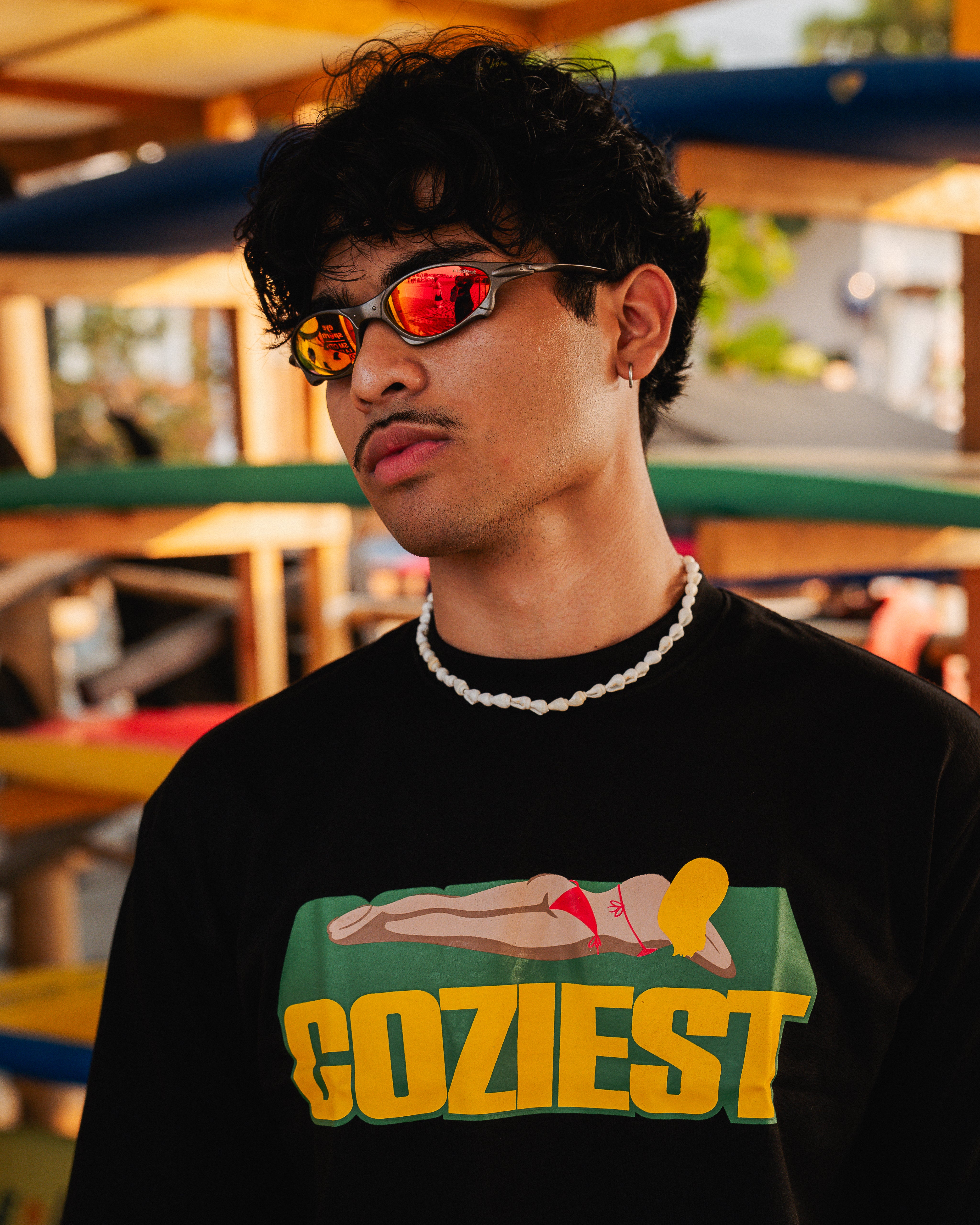 "Sun Bathing" Tee in Black Colorway