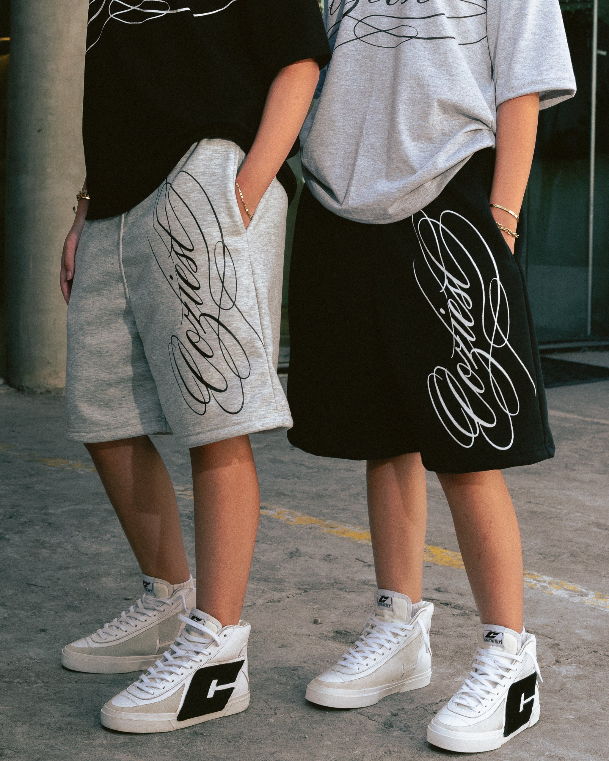 "Ink" Sweatshort in Black and Heather Gray Colorway