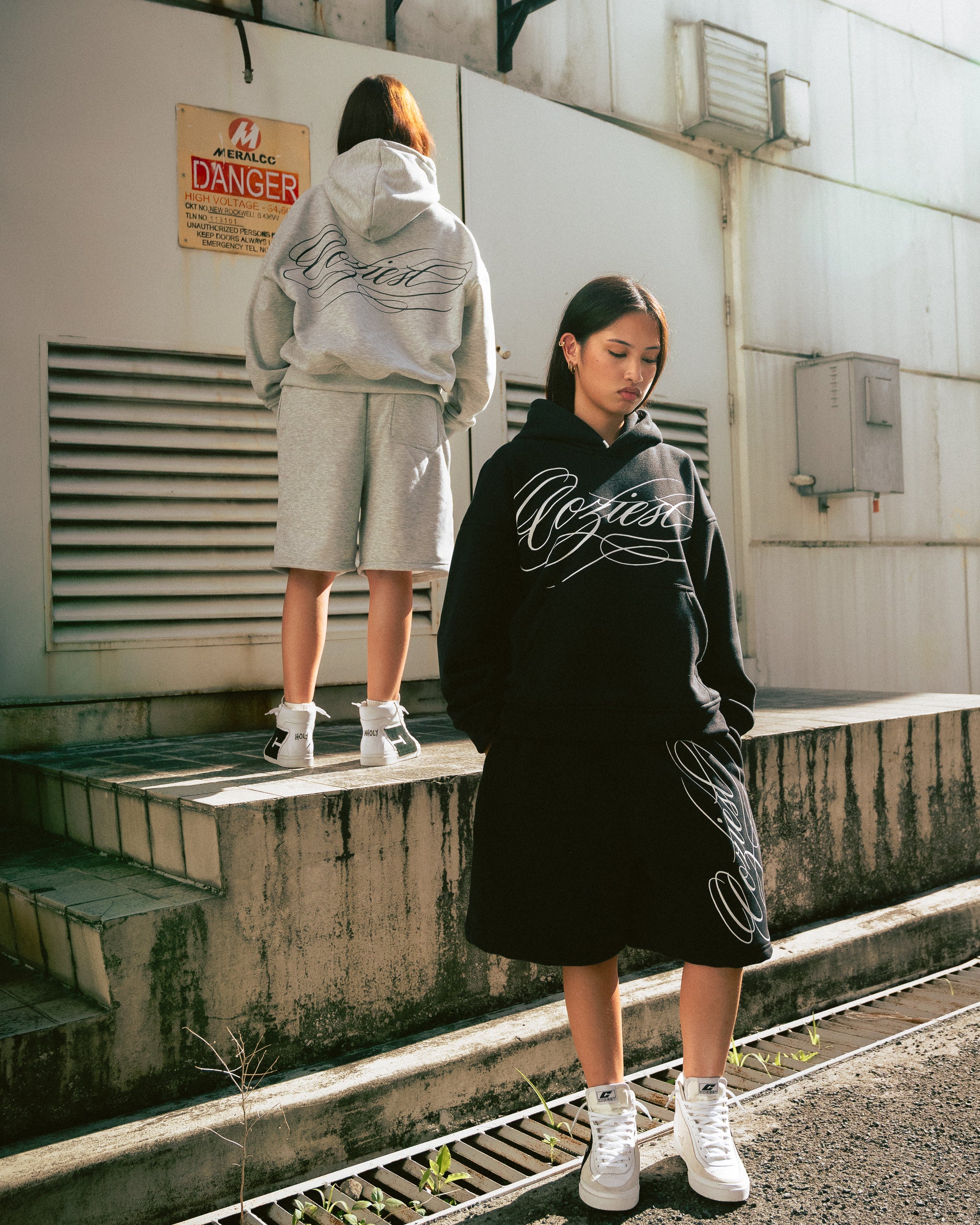 "Ink" Hoodie in Black and Heather Gray Colorway