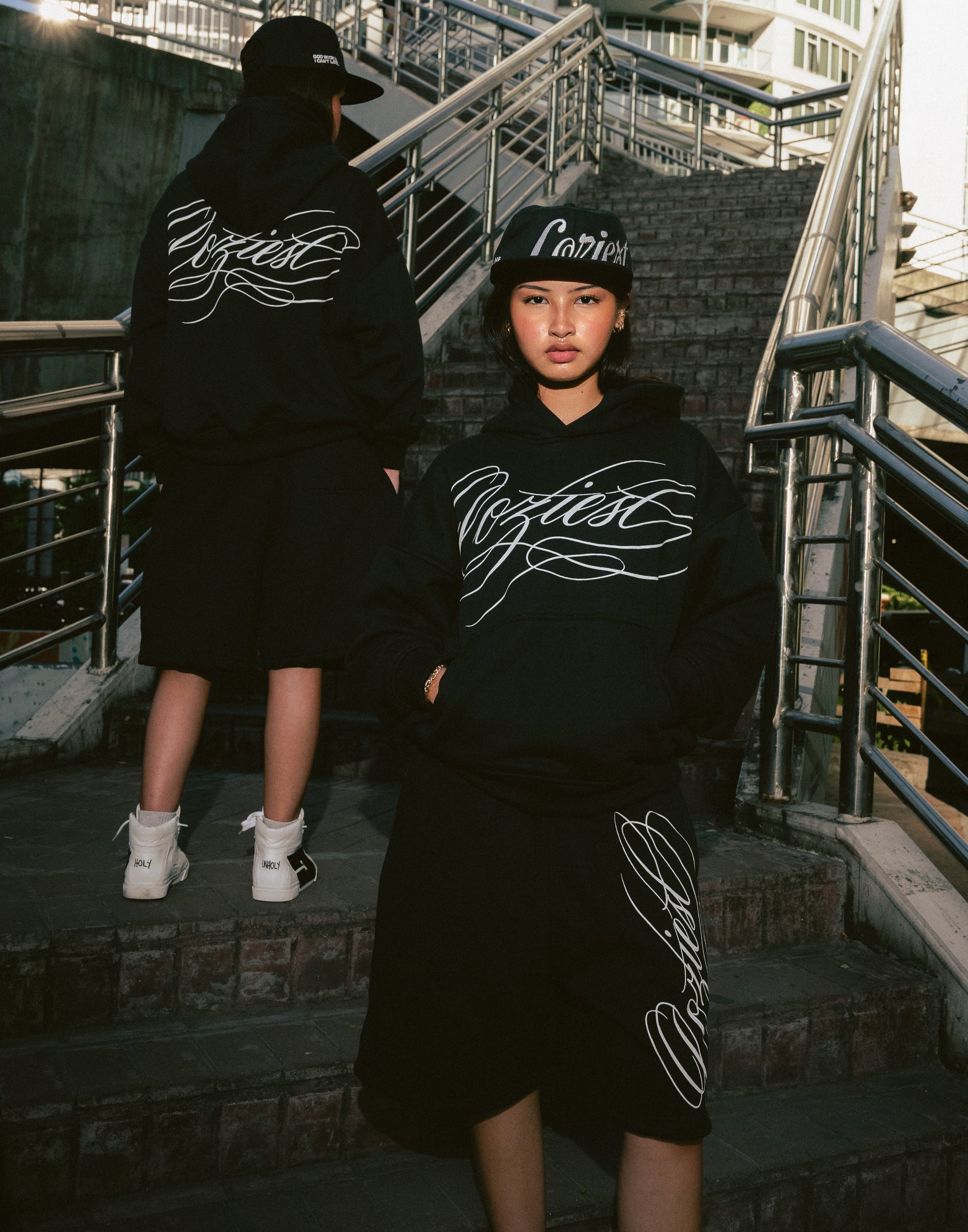 "Ink" Hoodie in Black and Heather Gray Colorway