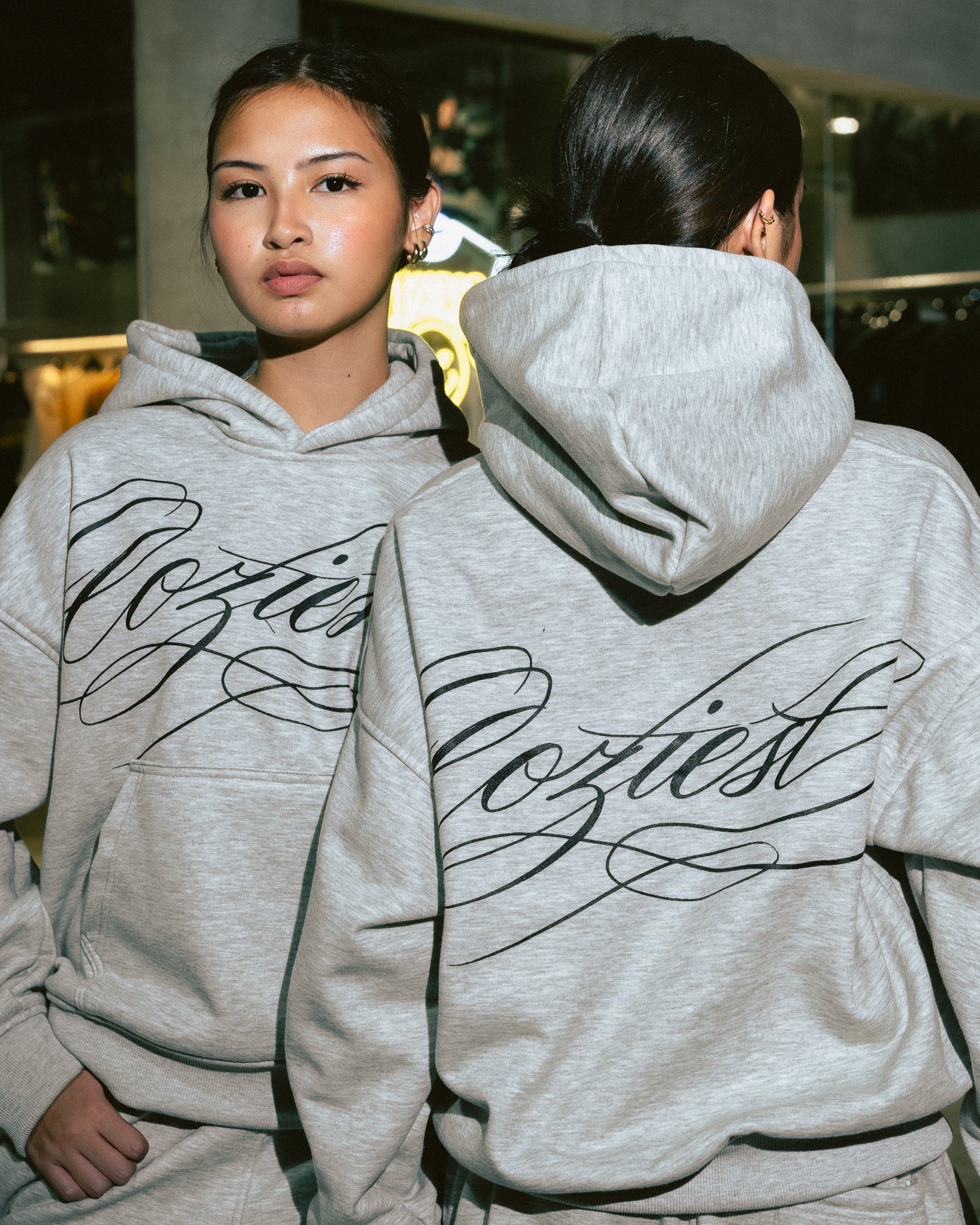 "Ink" Hoodie in Black and Heather Gray Colorway