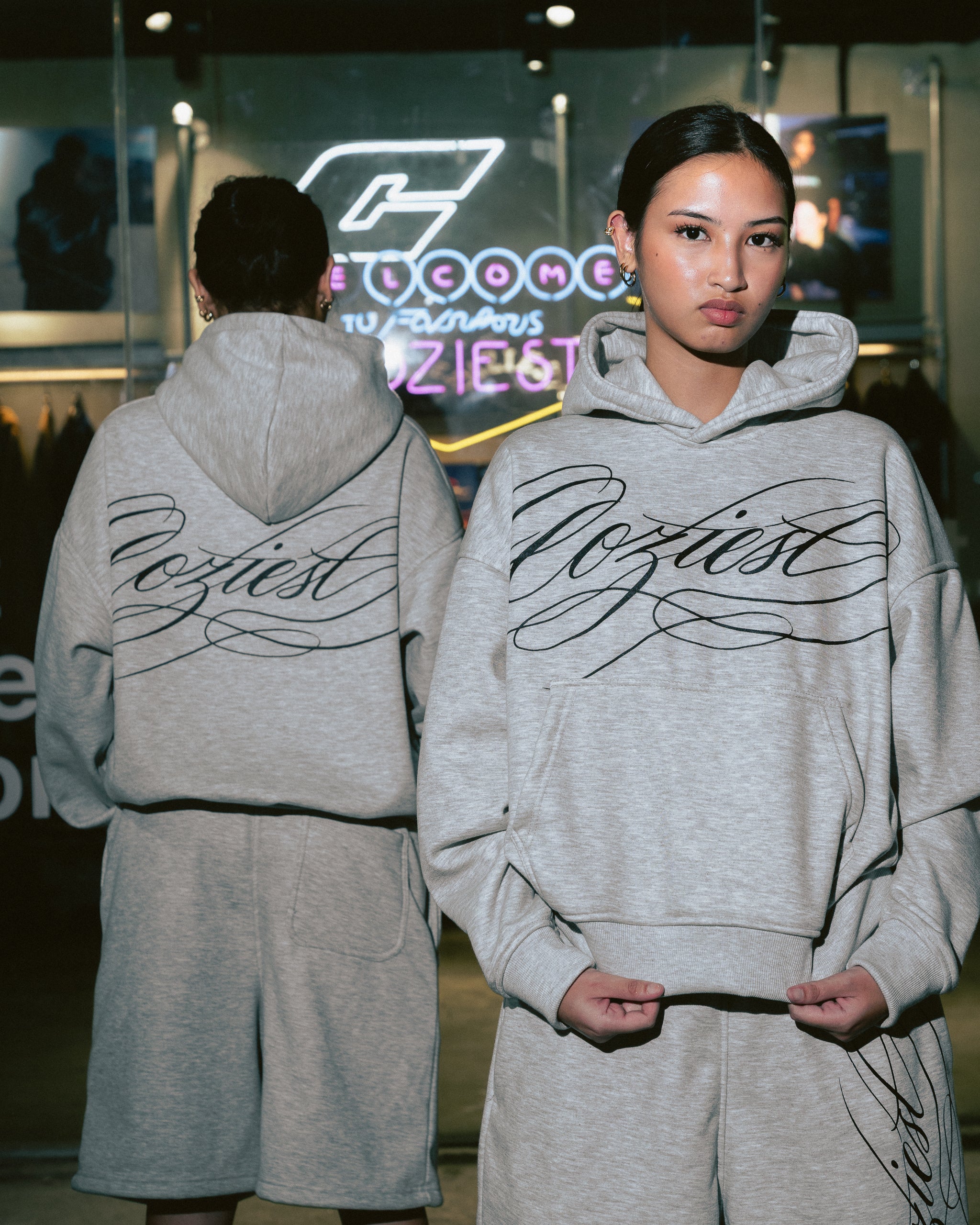 "Ink" Hoodie in Black and Heather Gray Colorway