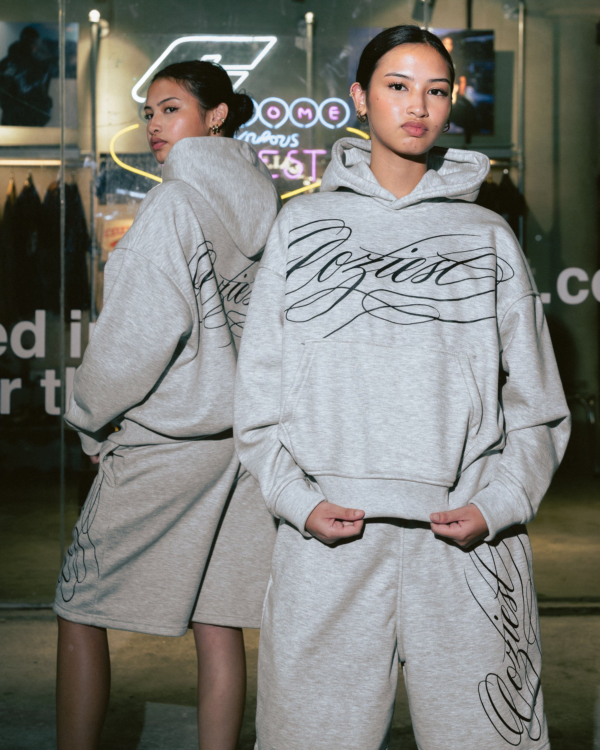 "Ink" Hoodie in Black and Heather Gray Colorway