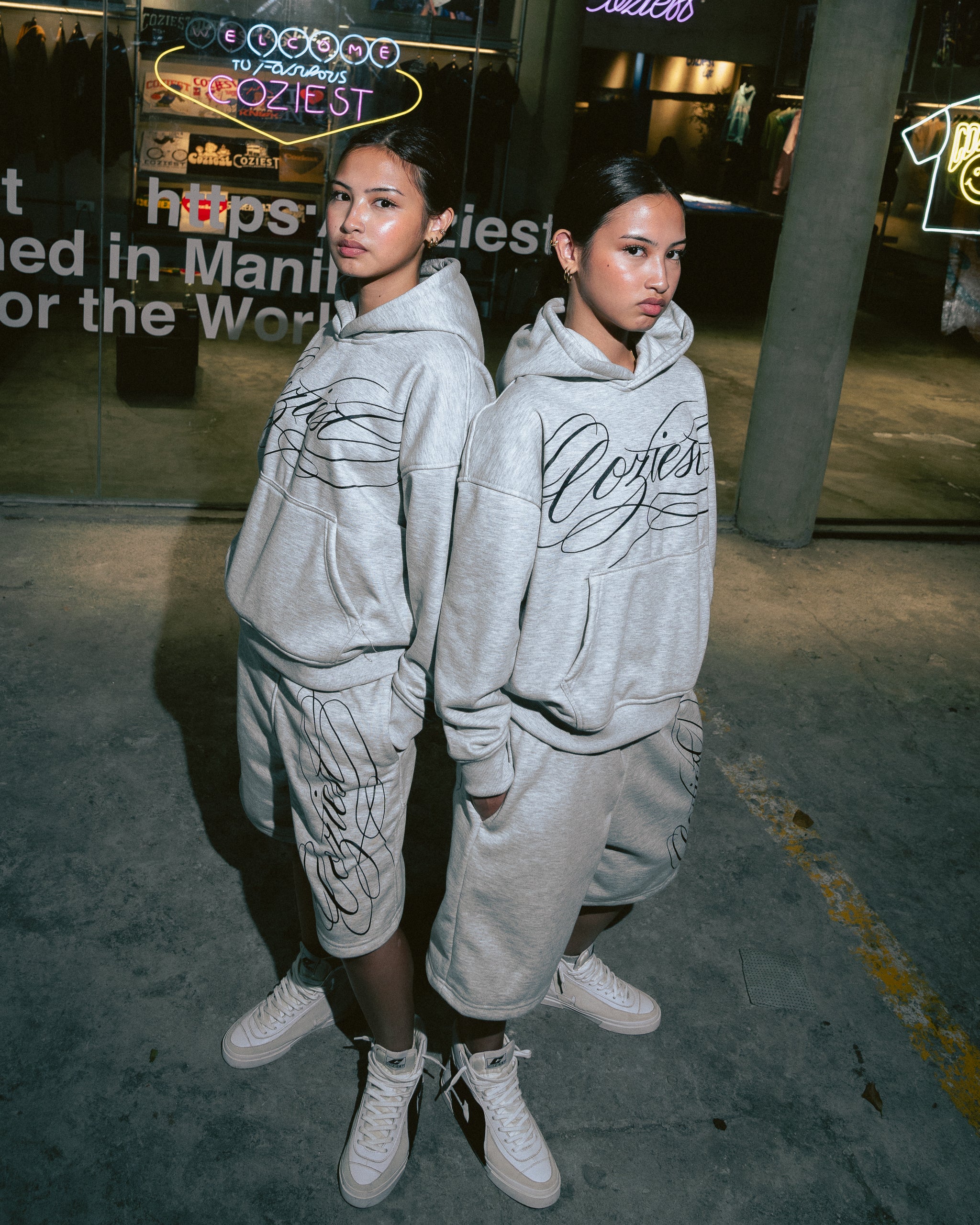 "Ink" Hoodie in Black and Heather Gray Colorway