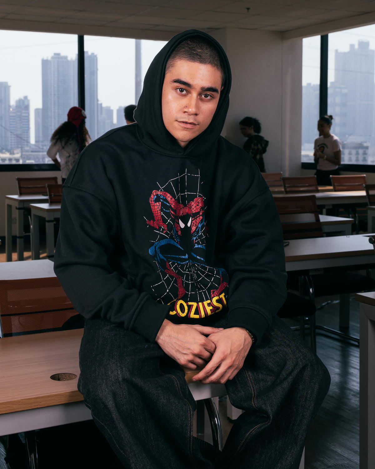 "Web" Hoodie in Black Colorway
