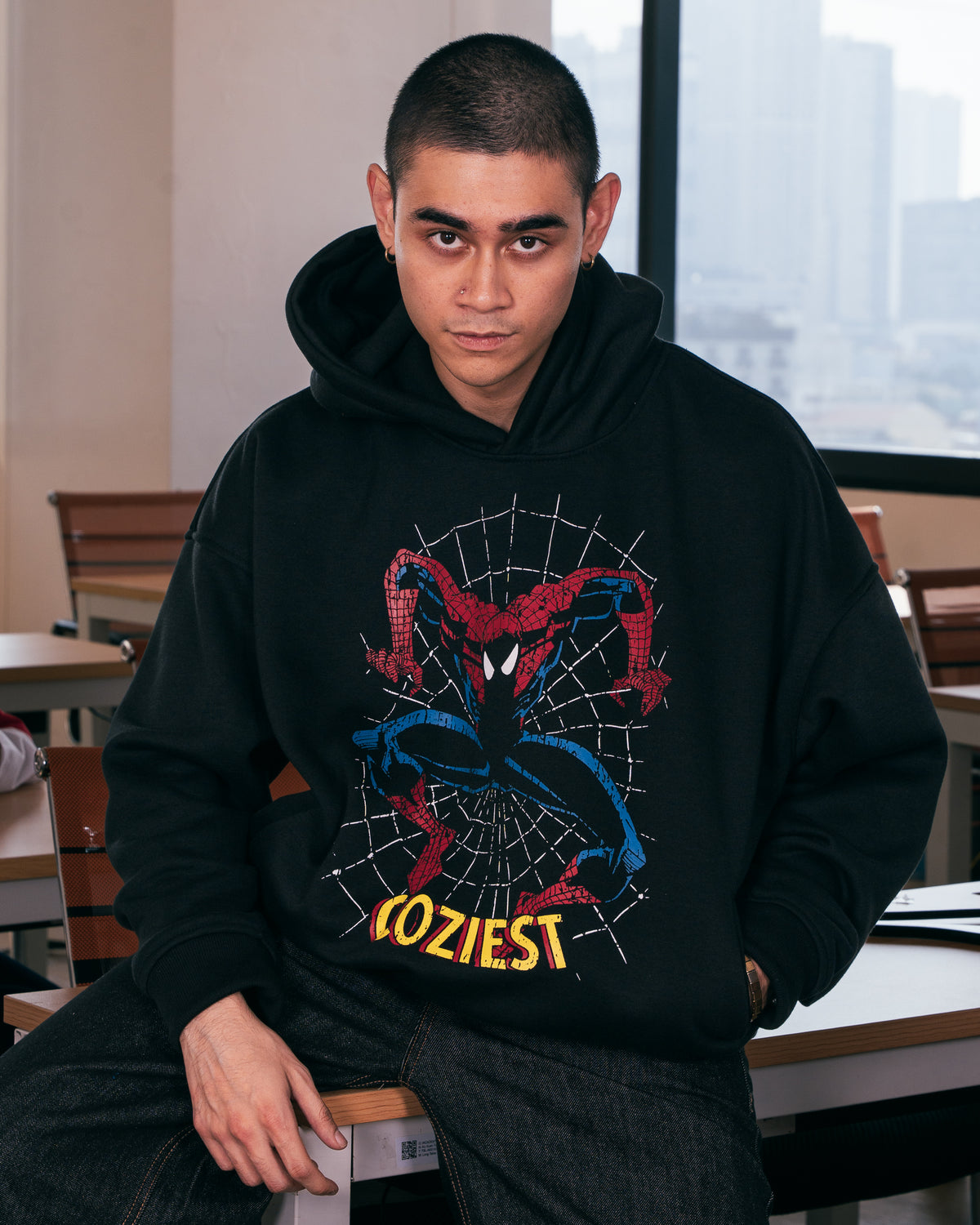 "Web" Hoodie in Black Colorway
