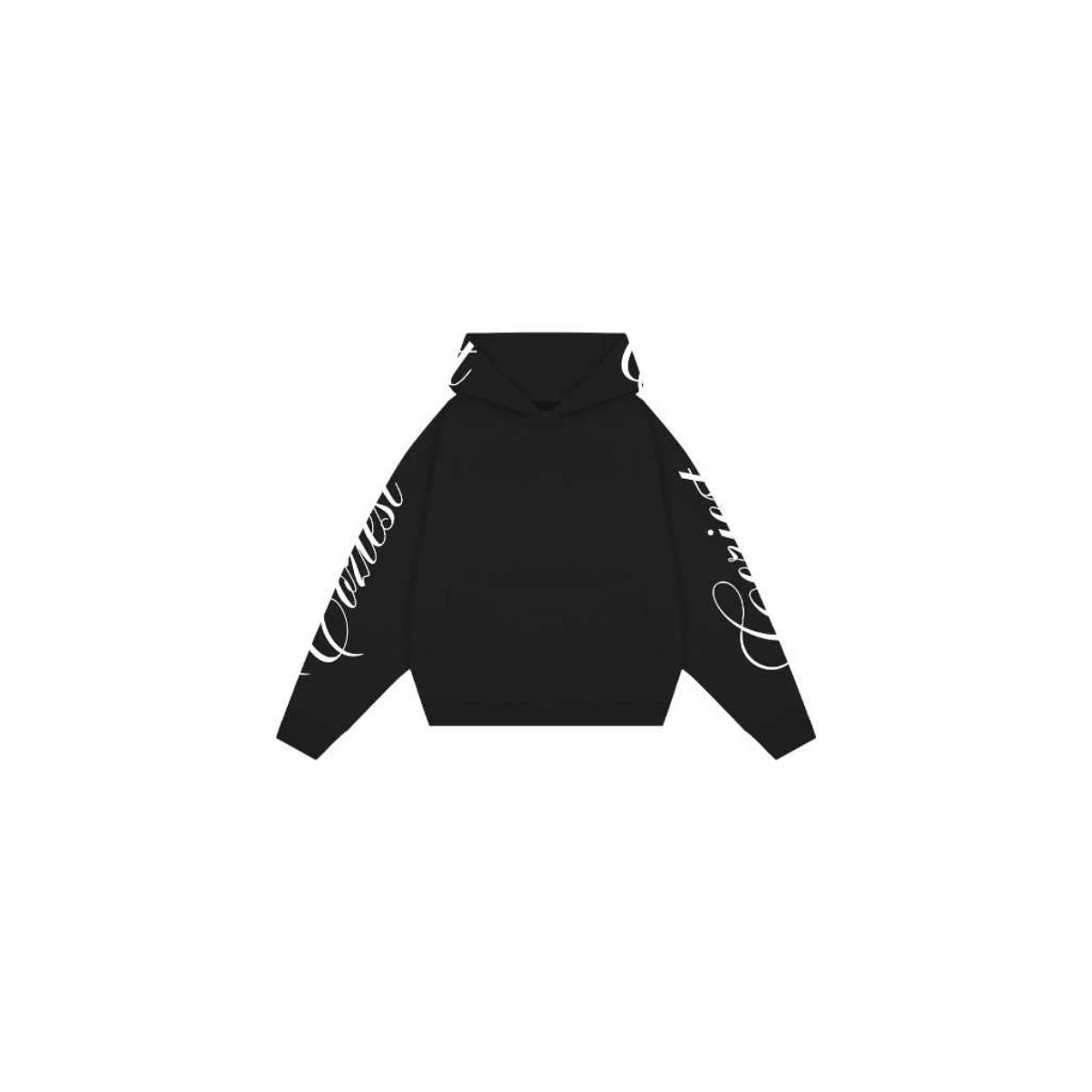 “Script” Hoodie in Black and Moss Green Colorway