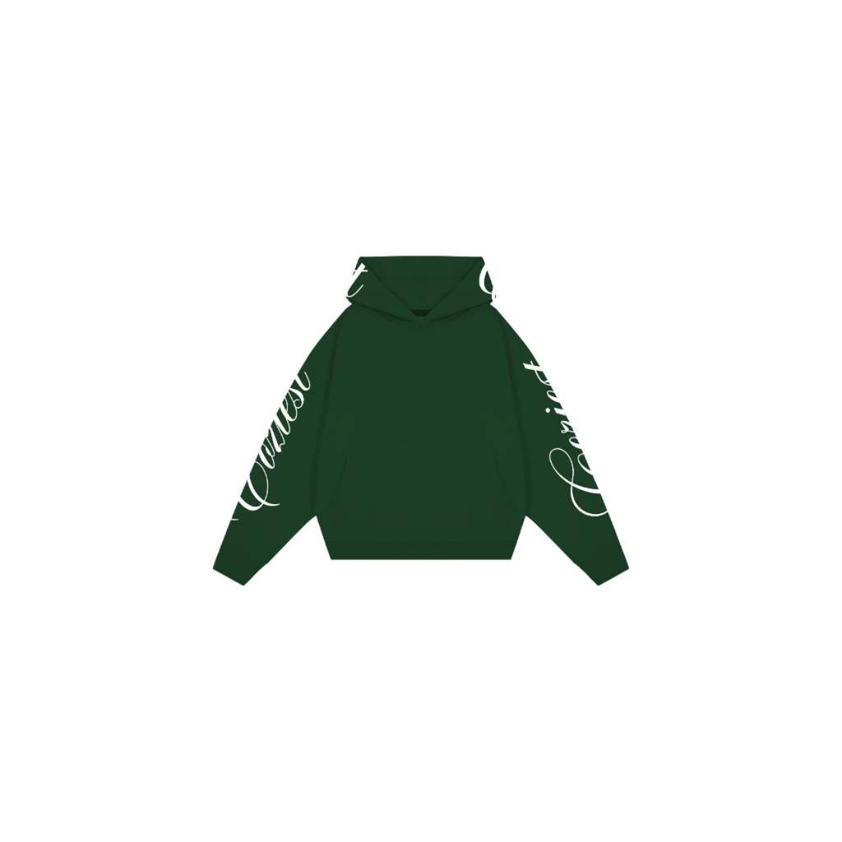 “Script” Hoodie in Black and Moss Green Colorway